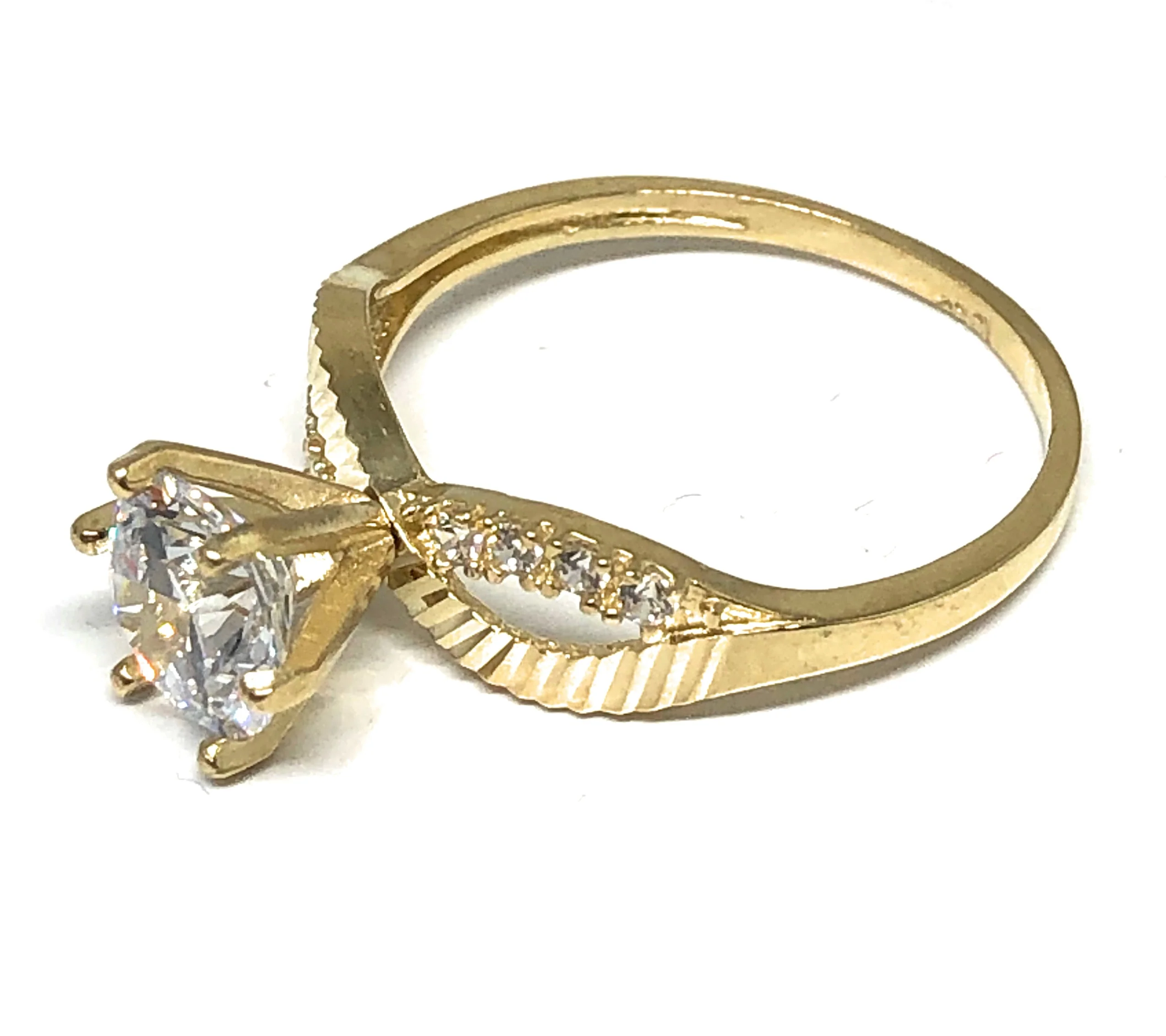 10k Solid Gold Yellow Gold 1.5 KARAT Cubic Zirconia Engagement Ring - Image 6