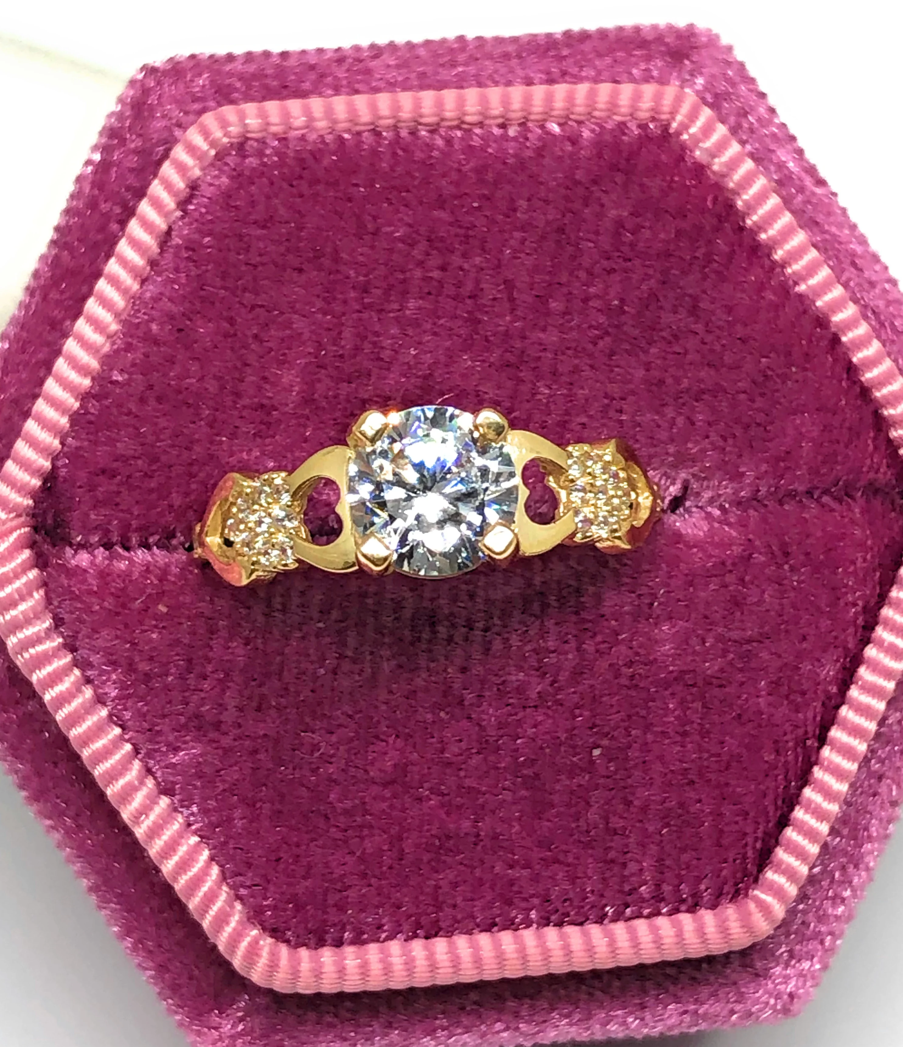 10k Solid Gold Yellow Gold 1 KARAT Cubic Zirconia Engagement Ring