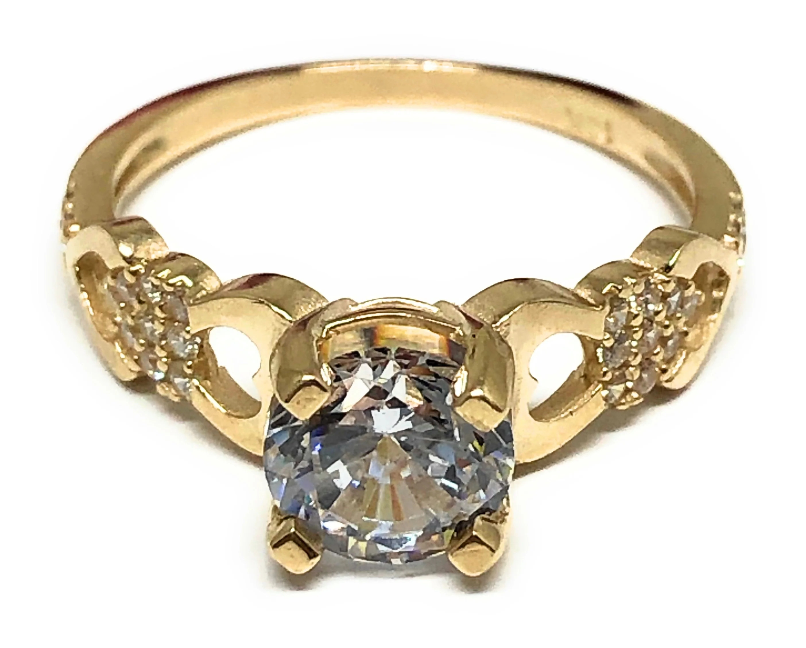 10k Solid Gold Yellow Gold 1 KARAT Cubic Zirconia Engagement Ring - Image 2
