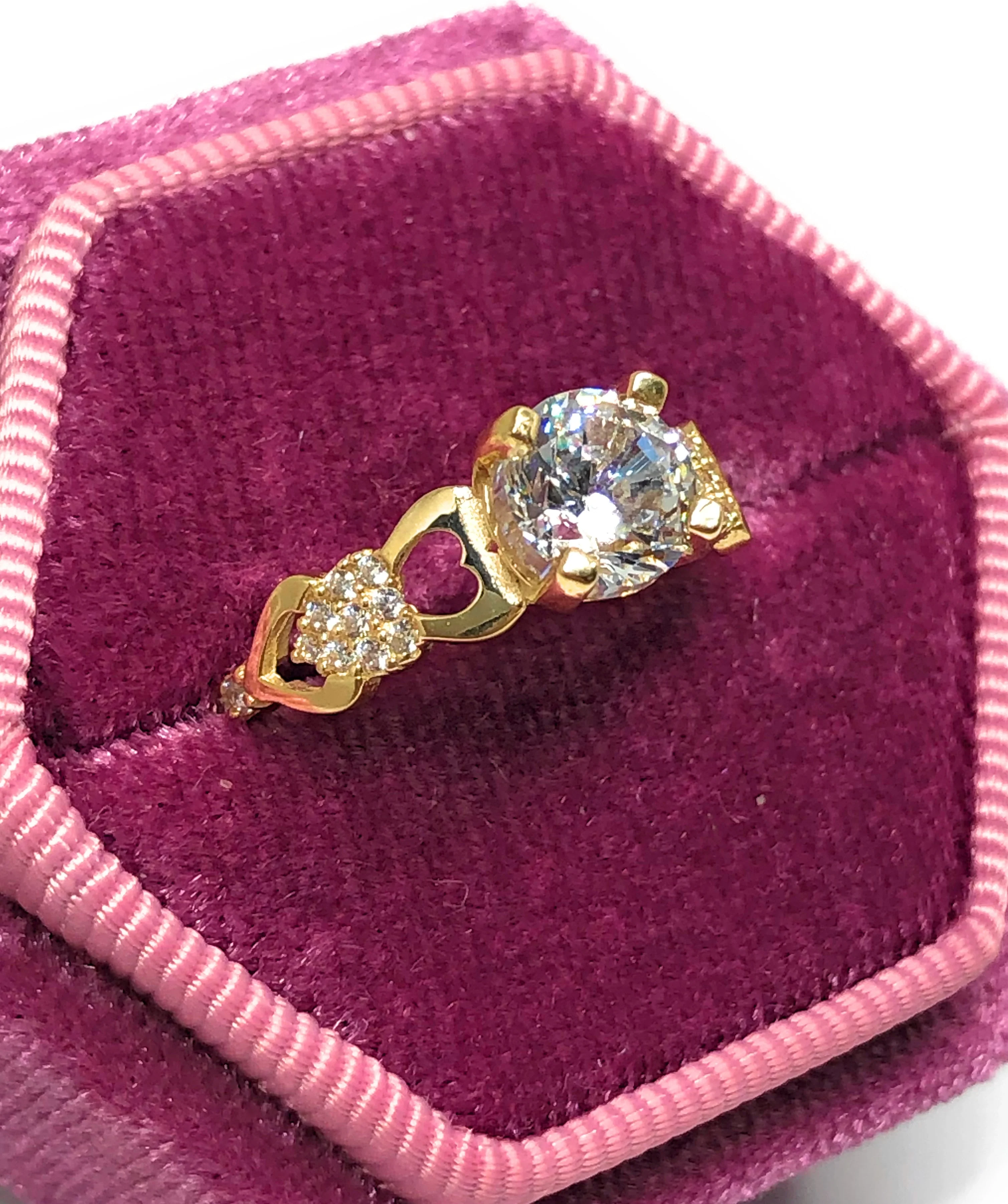 10k Solid Gold Yellow Gold 1 KARAT Cubic Zirconia Engagement Ring - Image 3