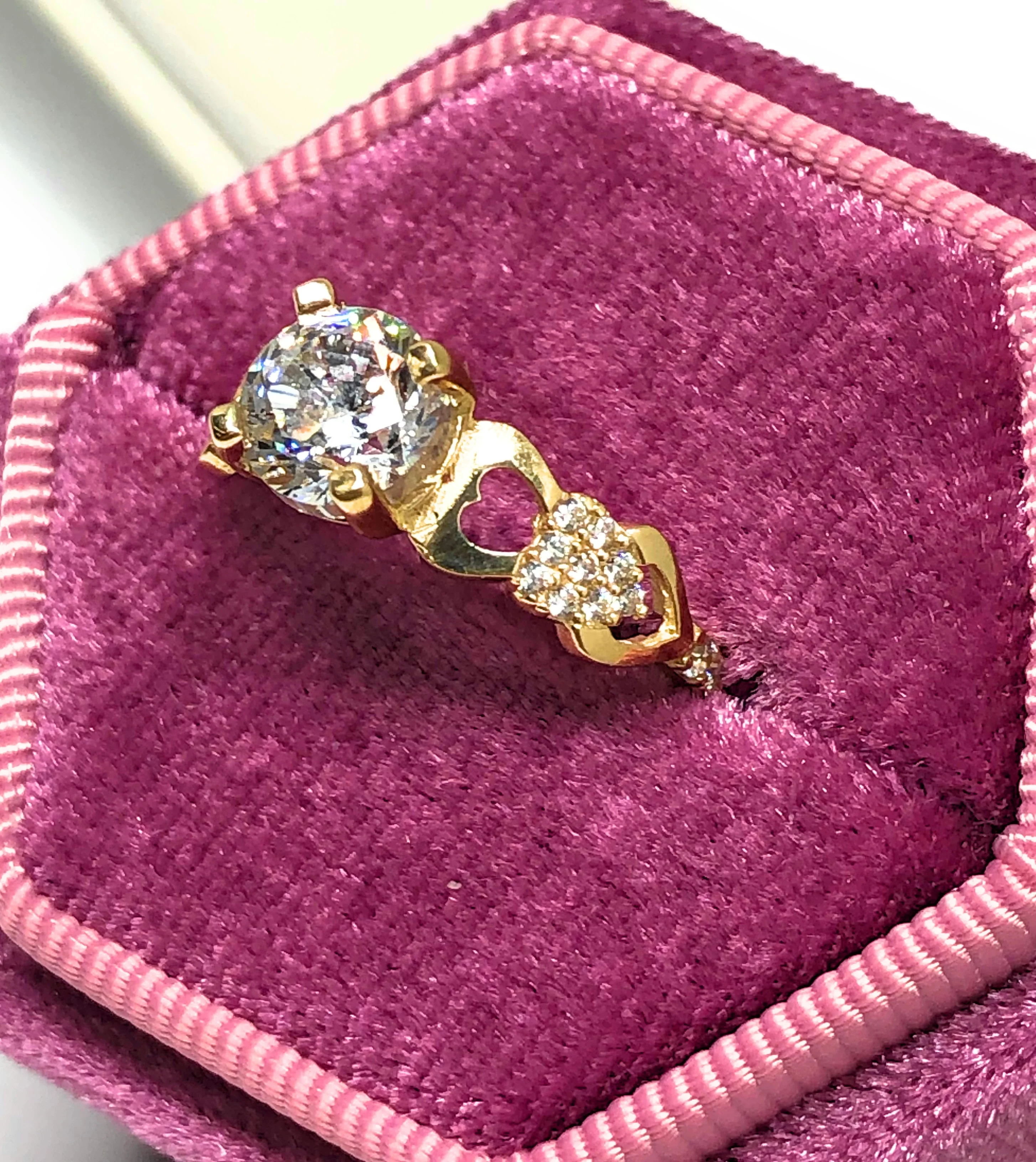 10k Solid Gold Yellow Gold 1 KARAT Cubic Zirconia Engagement Ring - Image 4