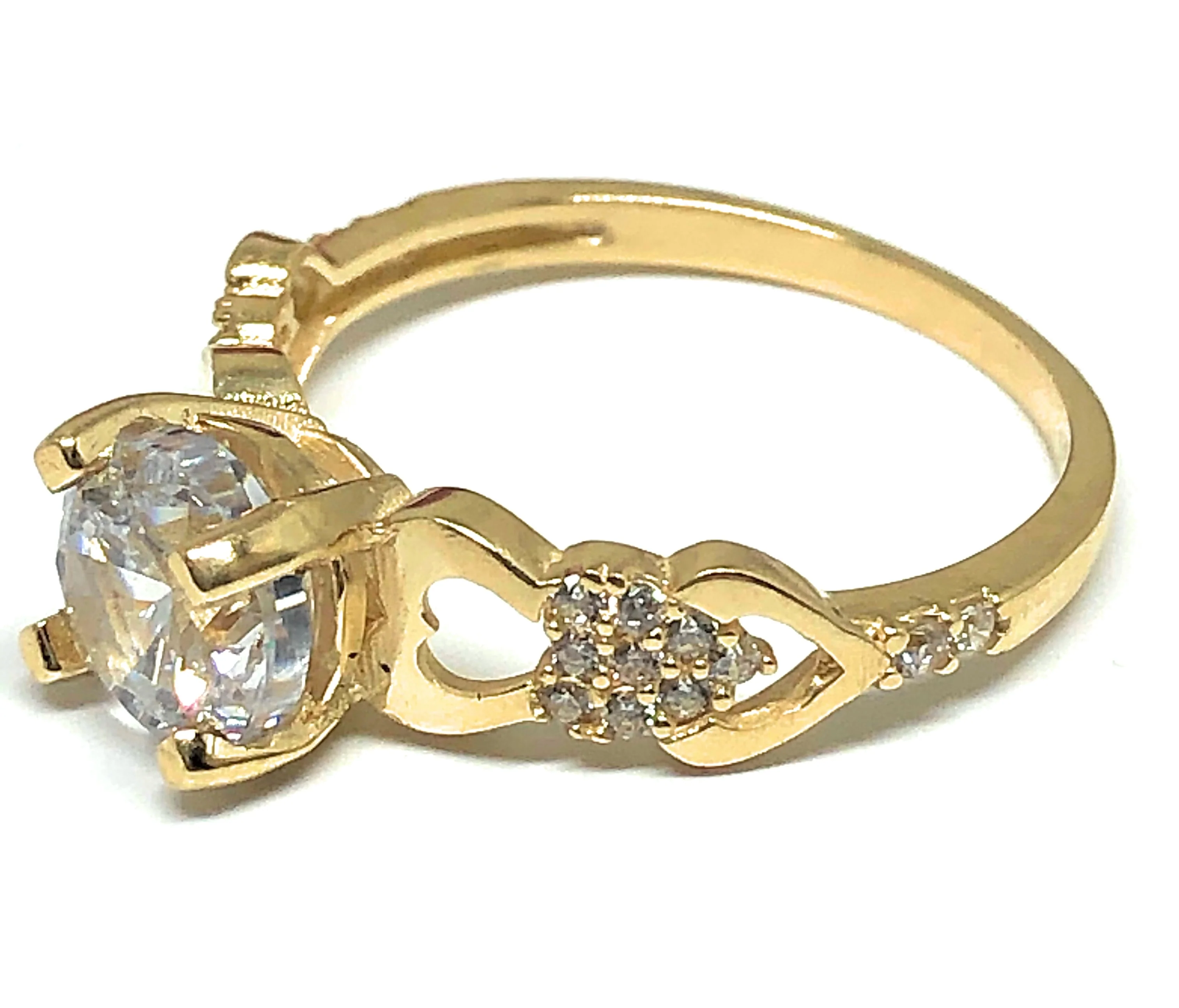10k Solid Gold Yellow Gold 1 KARAT Cubic Zirconia Engagement Ring - Image 5