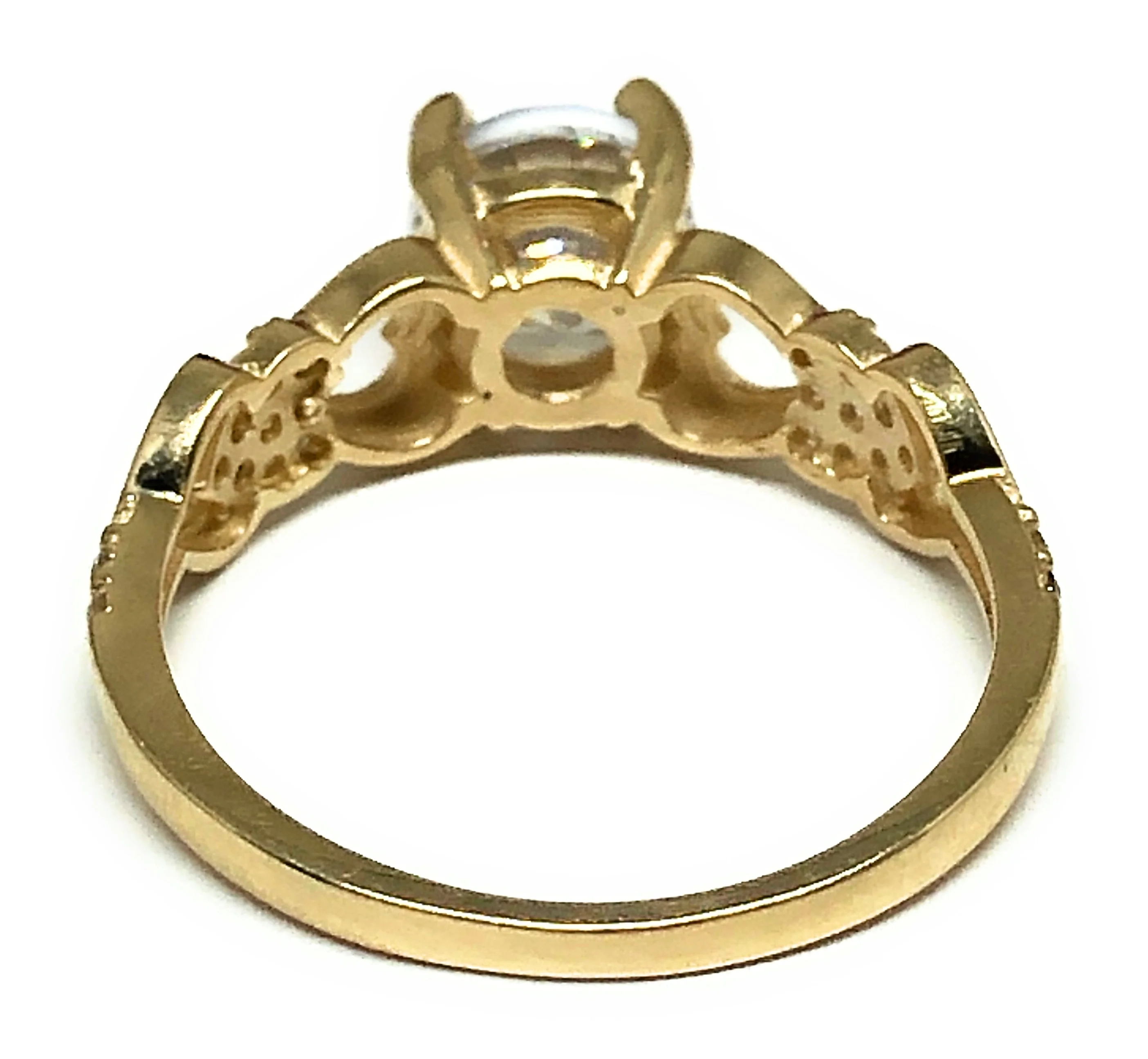 10k Solid Gold Yellow Gold 1 KARAT Cubic Zirconia Engagement Ring - Image 6