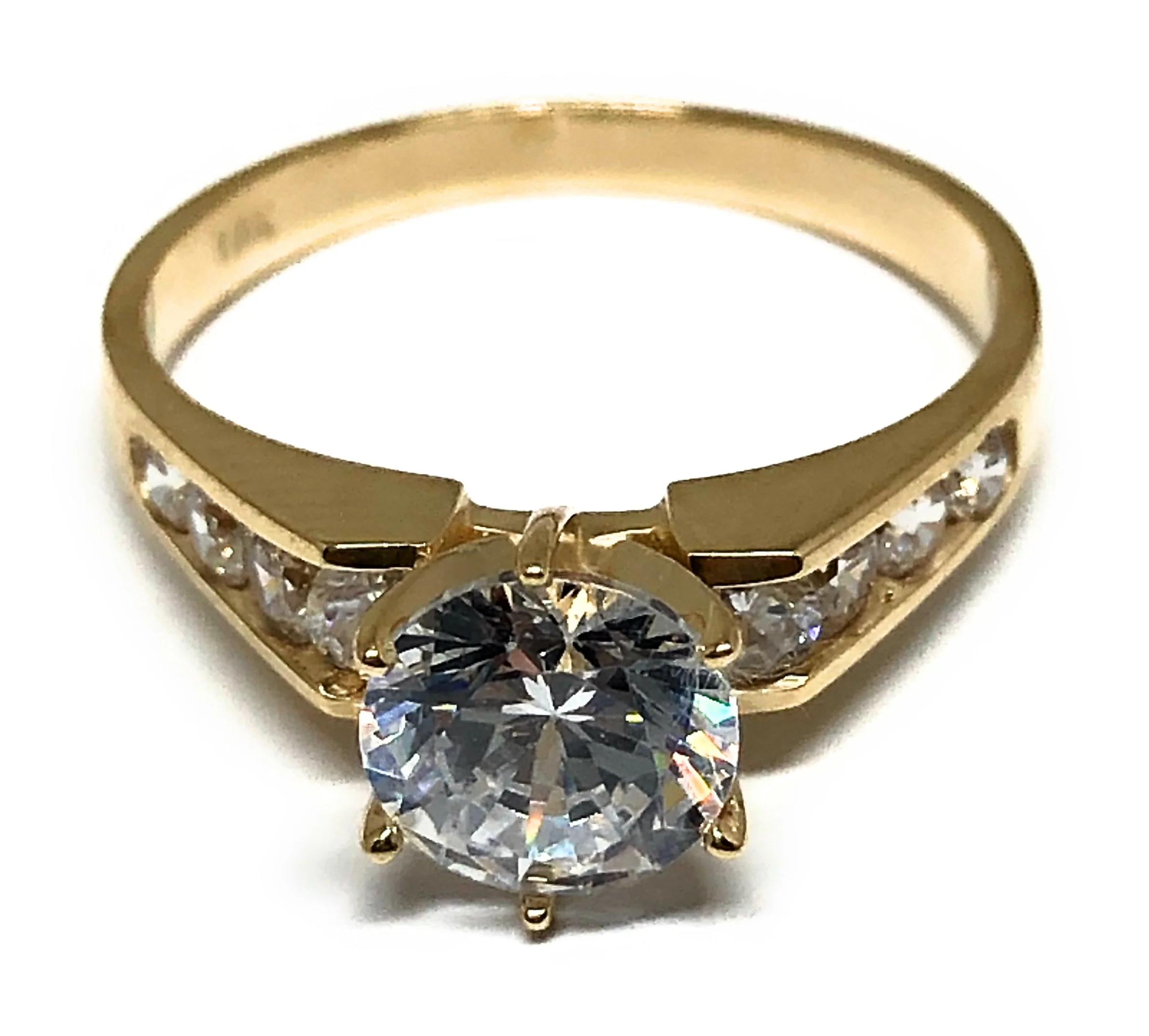 10k Solid Gold Yellow Gold 1 KARAT Cubic Zirconia Engagement Ring - Image 3