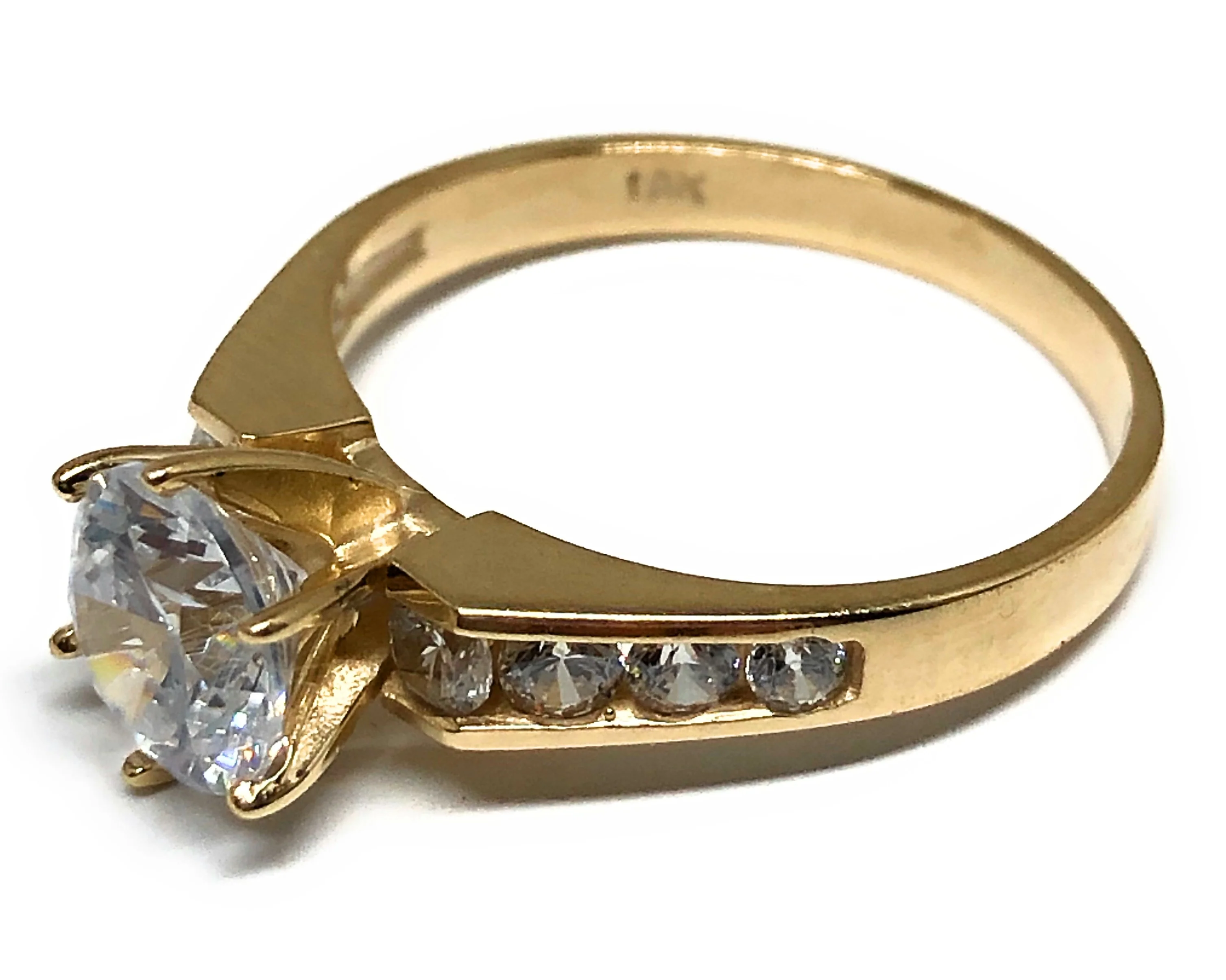 10k Solid Gold Yellow Gold 1 KARAT Cubic Zirconia Engagement Ring - Image 5
