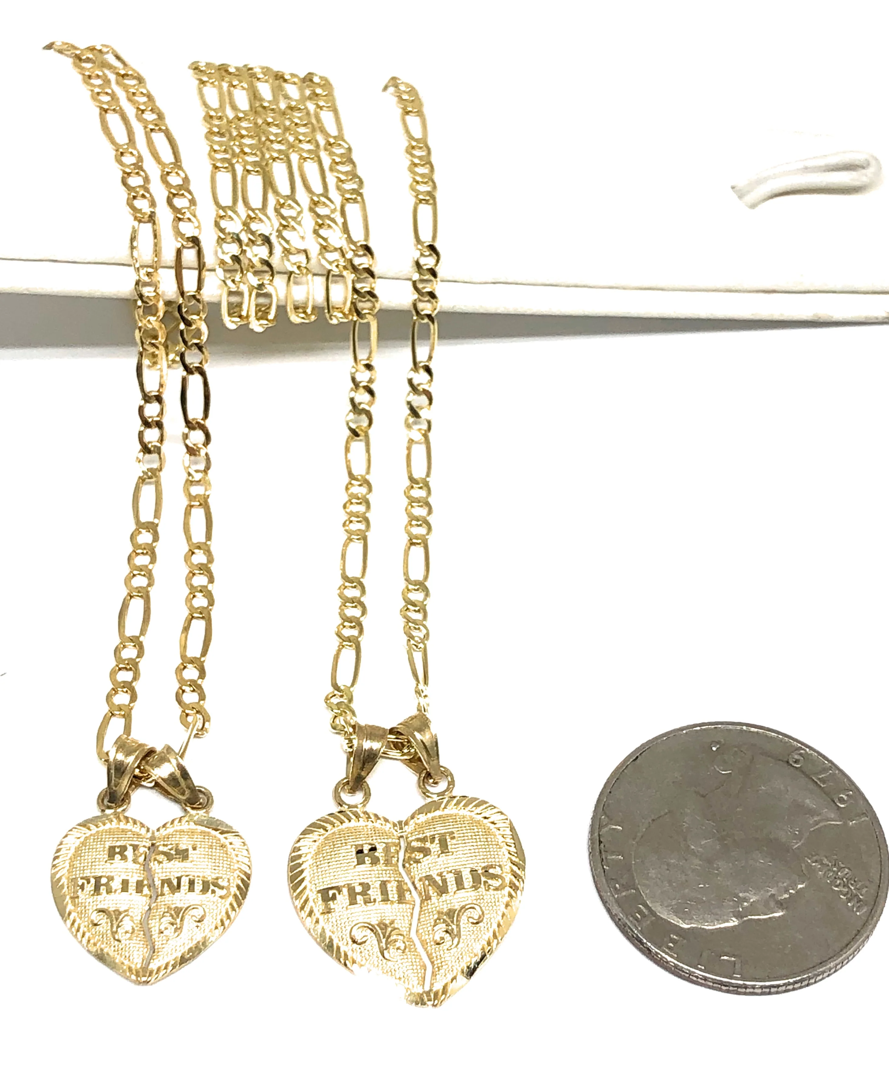 10k Solid Gold Yellow Gold “Best Friends" Heart Split Pendant (SM,MED,LG) - Image 2