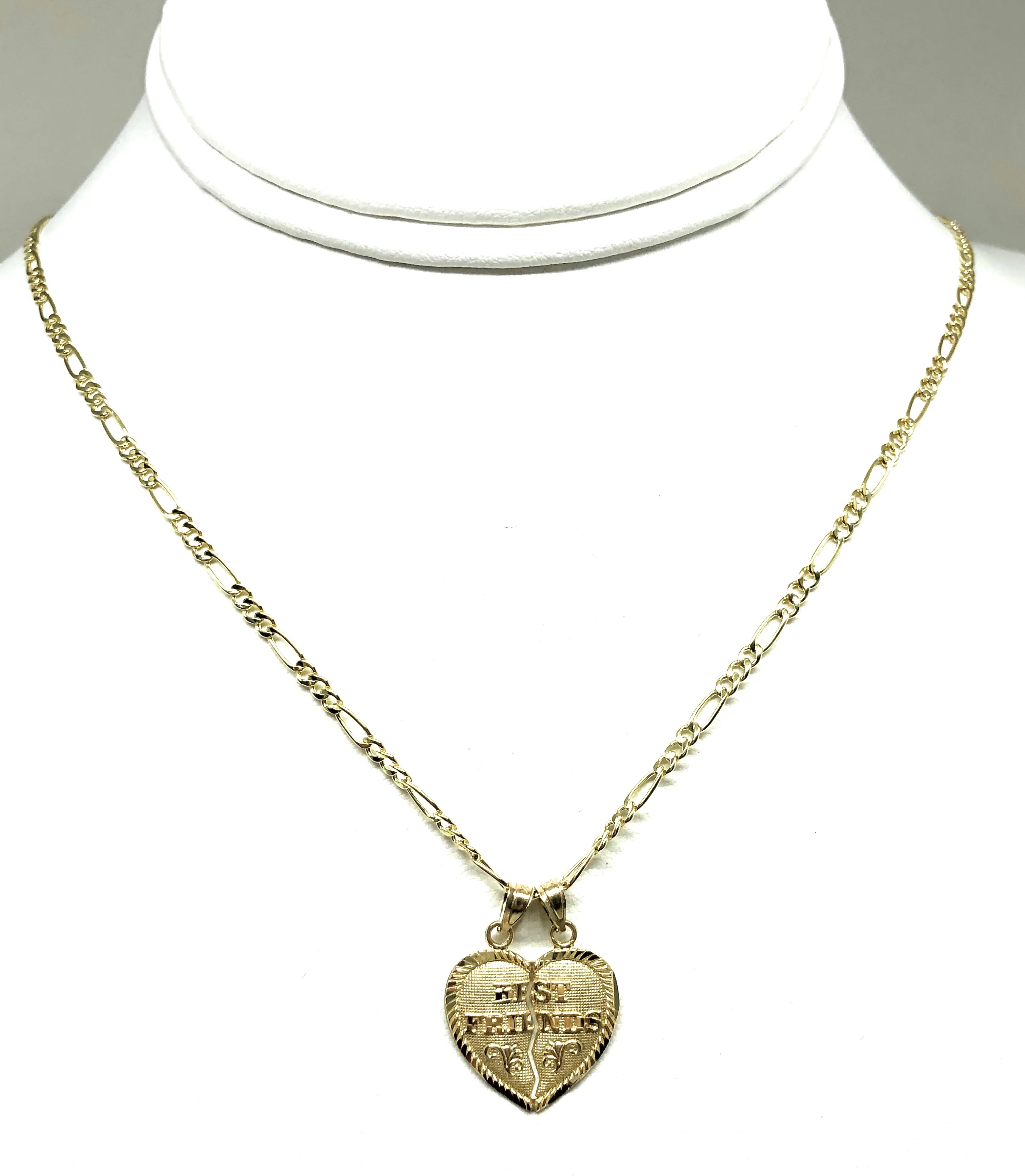 10k Solid Gold Yellow Gold “Best Friends" Heart Split Pendant (SM,MED,LG) - Image 5