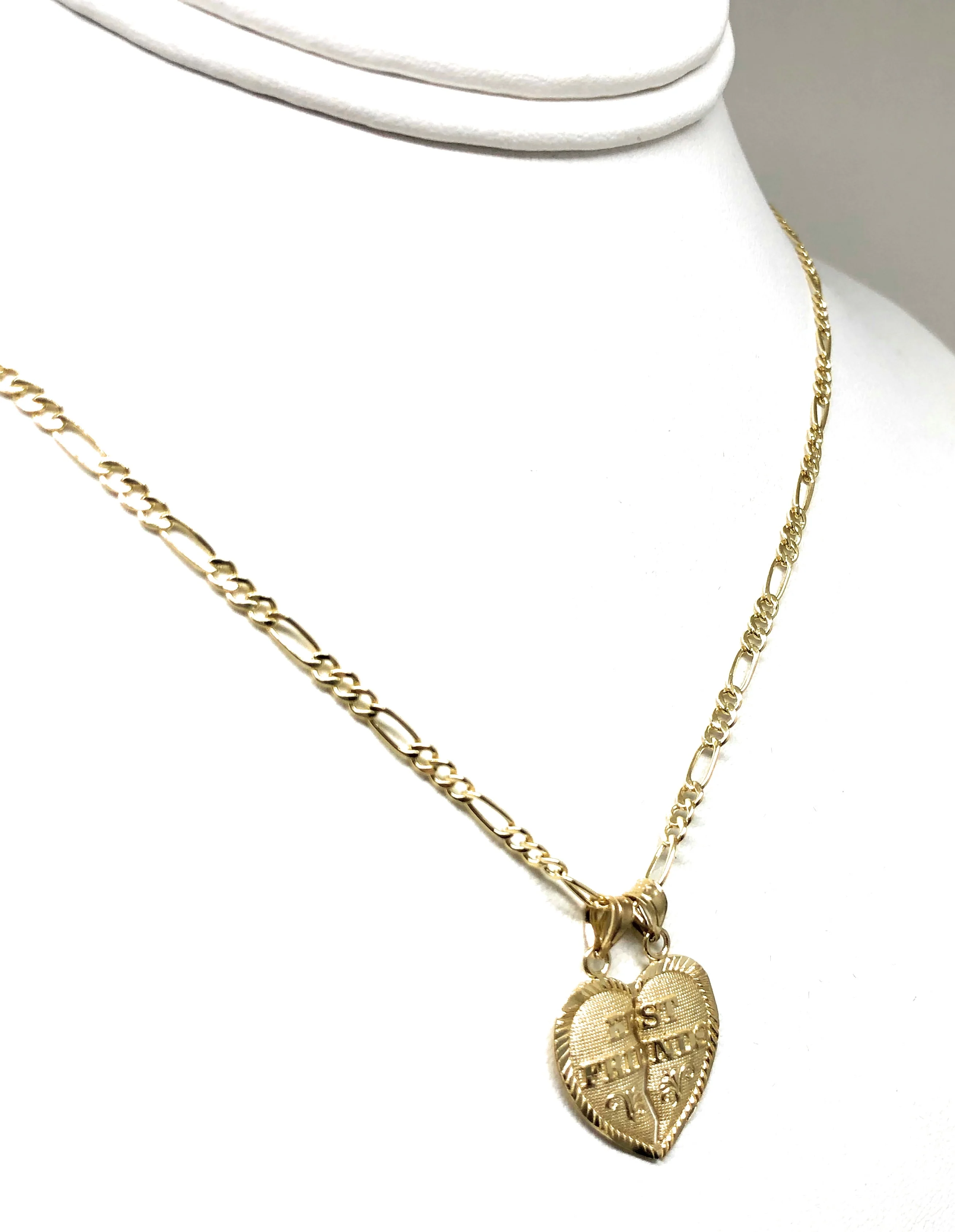 10k Solid Gold Yellow Gold “Best Friends" Heart Split Pendant (SM,MED,LG) - Image 7