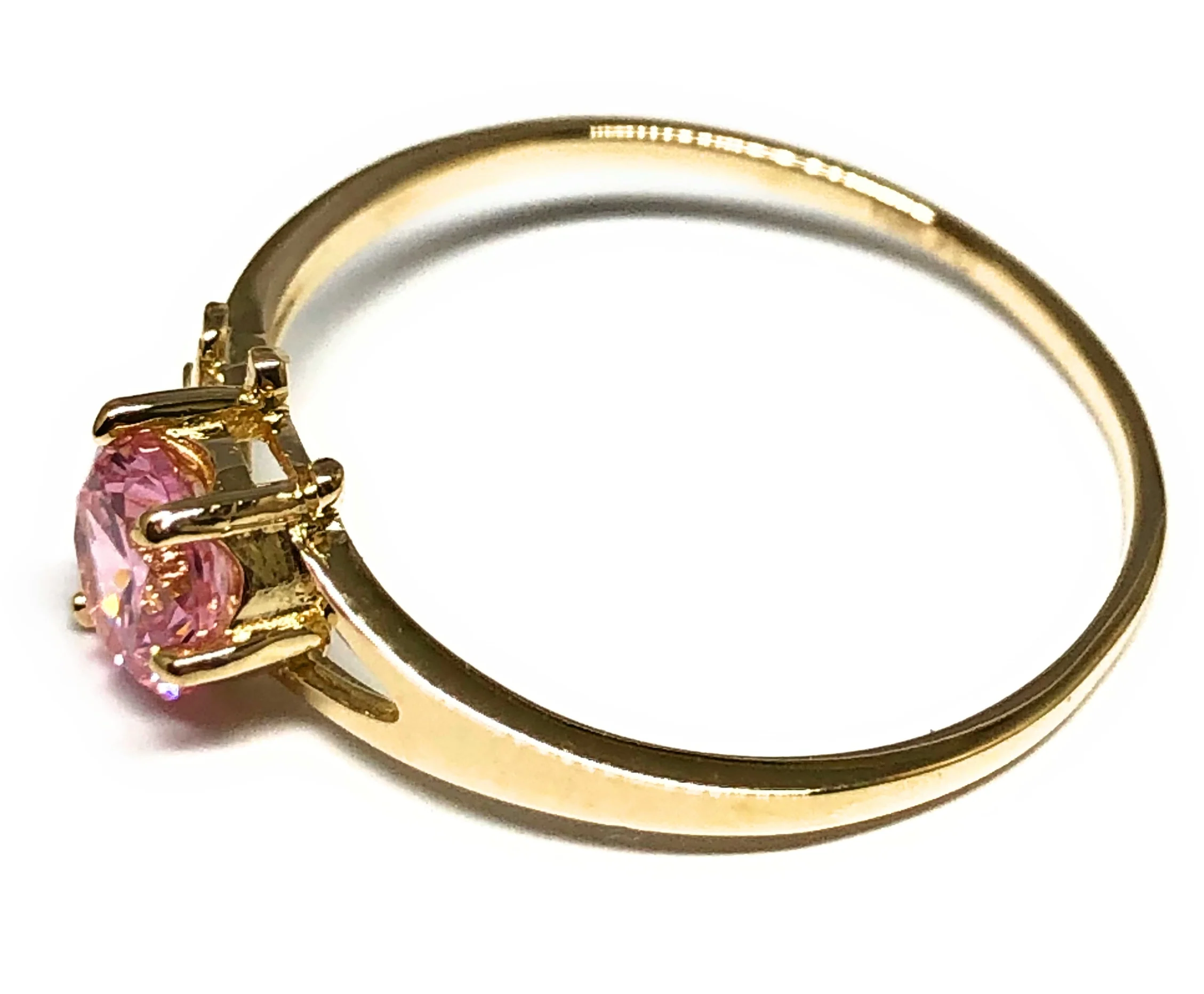 10k Solid Gold Yellow Gold Pink CZ Ring (FC 110) - Image 2