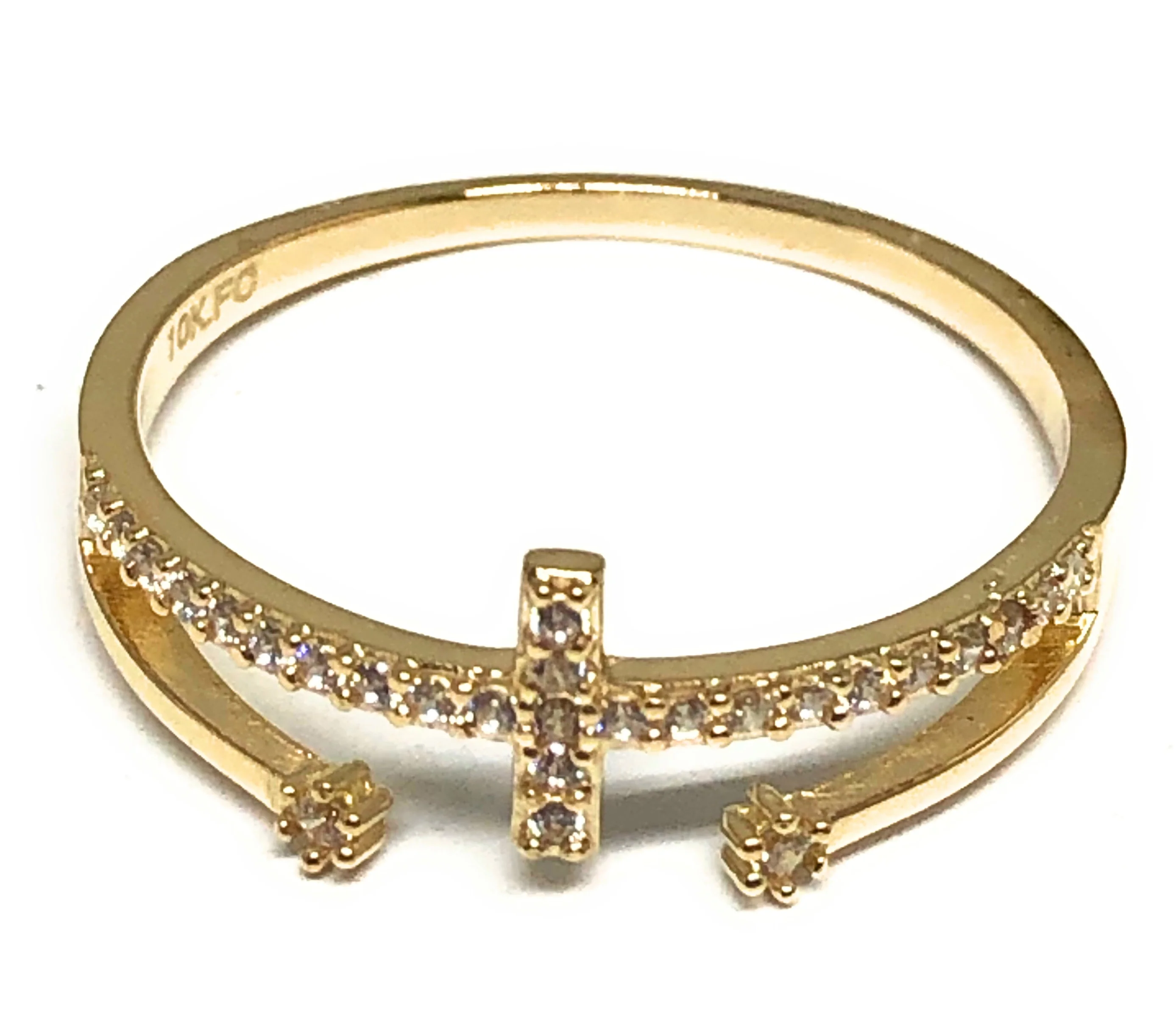 10k Solid Gold Yellow Gold Cross CZ Ring (FC 114)