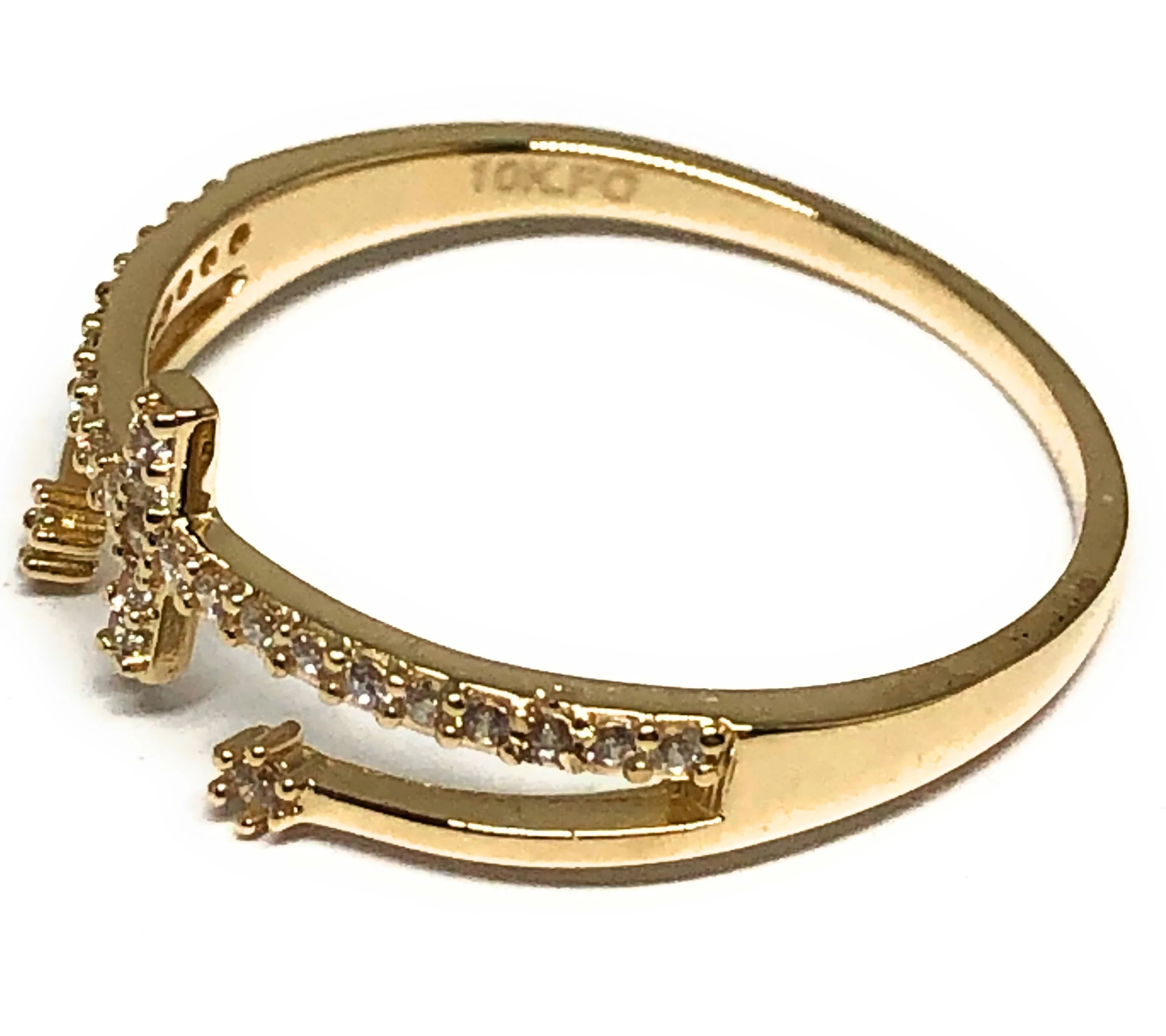 10k Solid Gold Yellow Gold Cross CZ Ring (FC 114) - Image 2