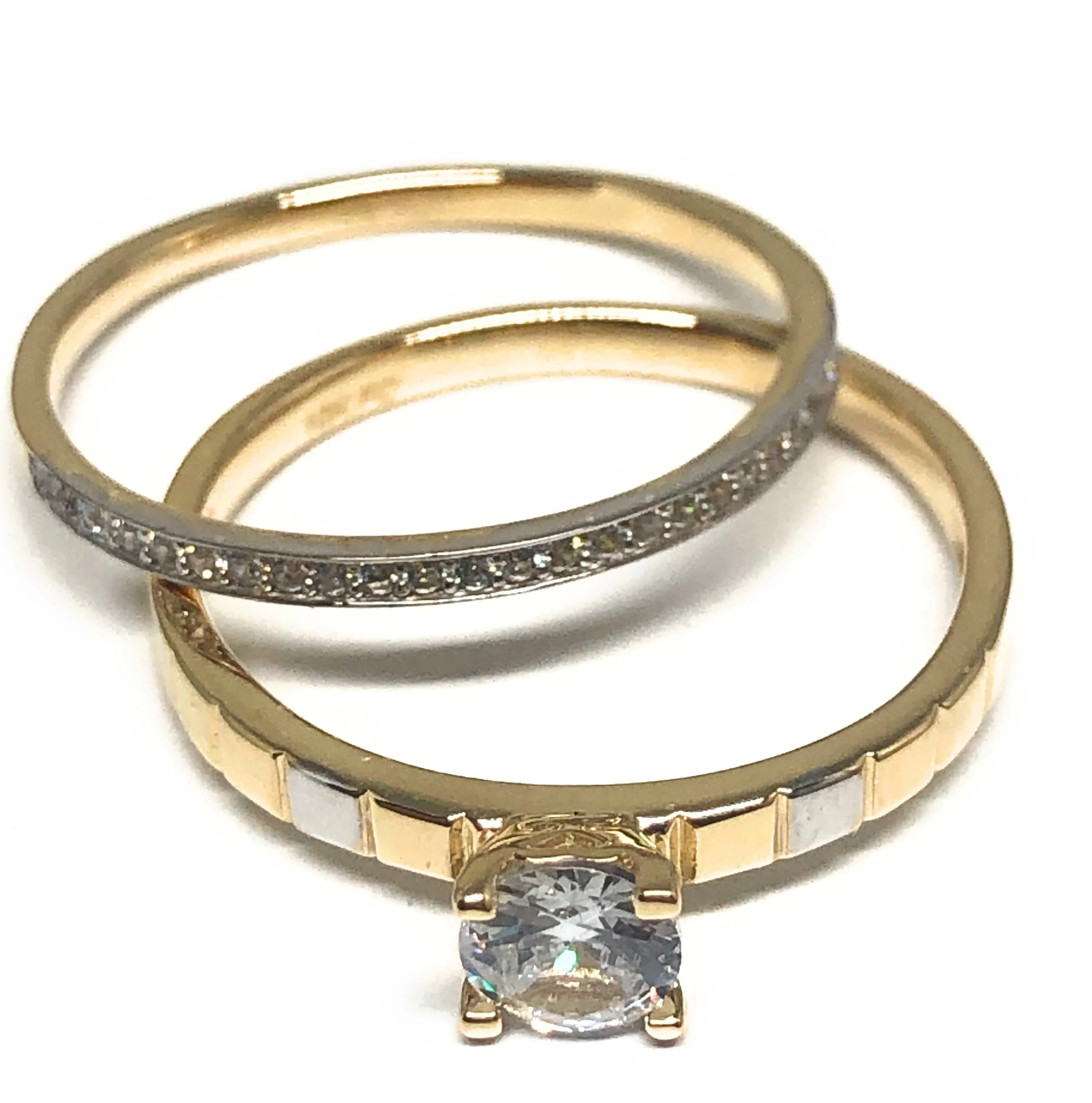 10k Solid Gold Yellow Gold CZ Engagement Set Ring (FC 98)
