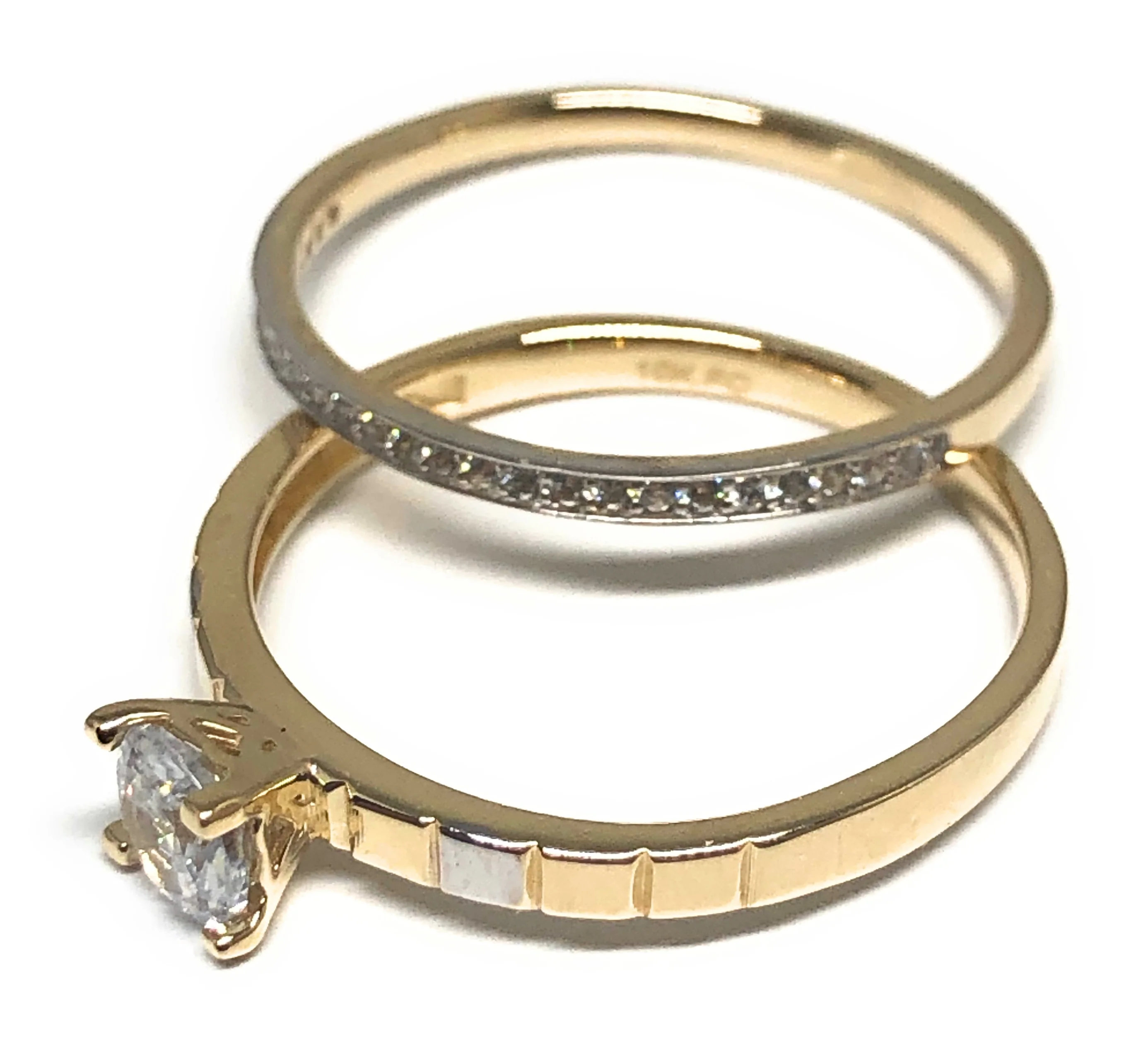 10k Solid Gold Yellow Gold CZ Engagement Set Ring (FC 98) - Image 2