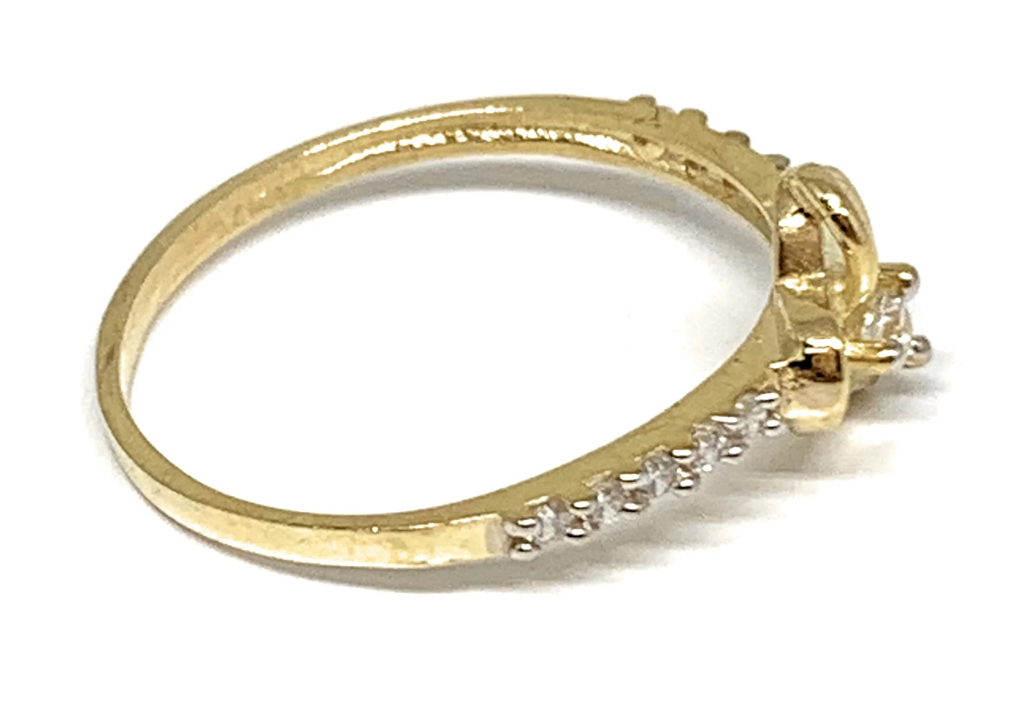10k Solid Gold Yellow Gold Heart CZ Ring - Image 2