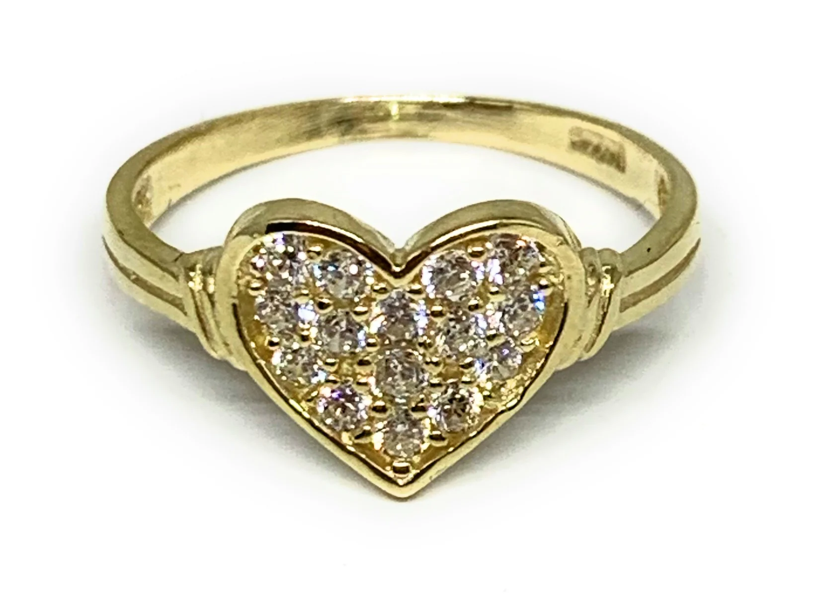 10k Solid Gold Yellow Gold Heart CZ Ring