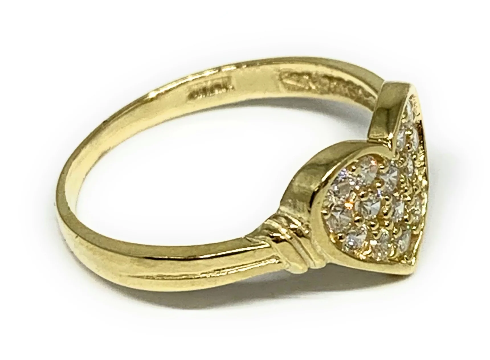 10k Solid Gold Yellow Gold Heart CZ Ring - Image 2
