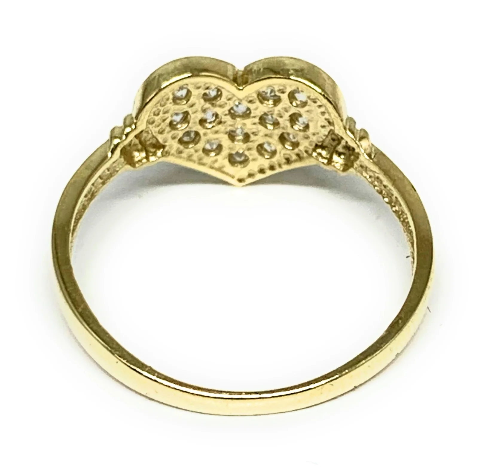 10k Solid Gold Yellow Gold Heart CZ Ring - Image 3