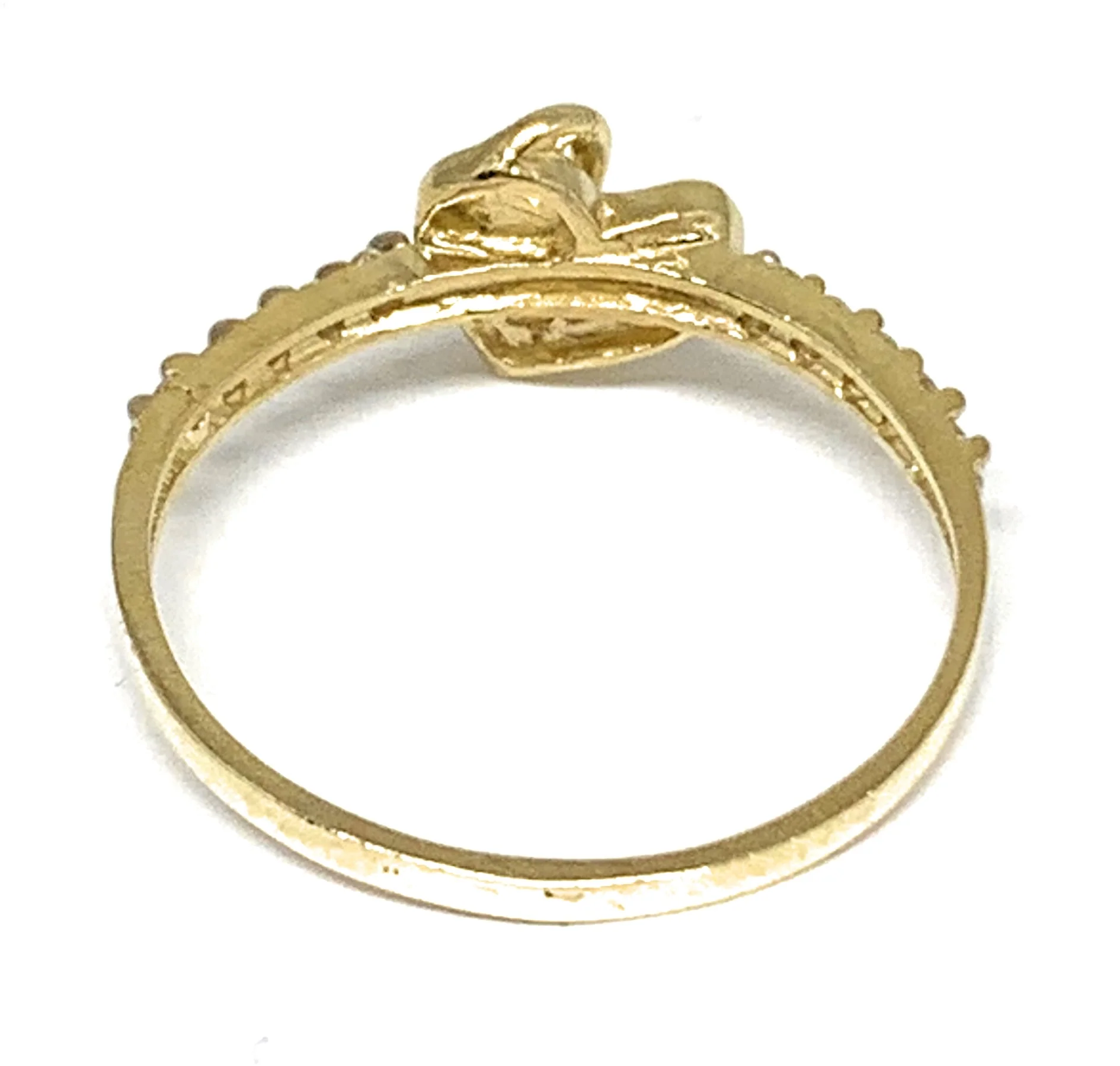 10k Solid Gold Yellow Gold Heart CZ Ring - Image 3