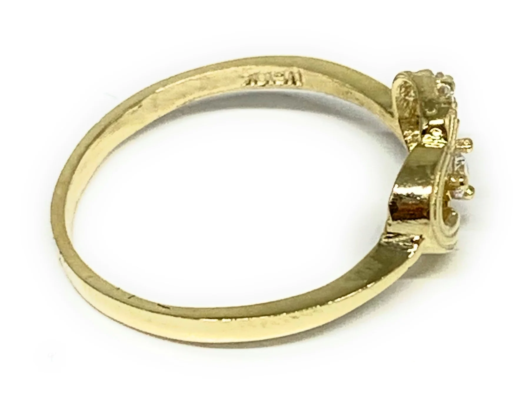 10k Solid Gold Yellow Gold Heart CZ Ring - Image 2