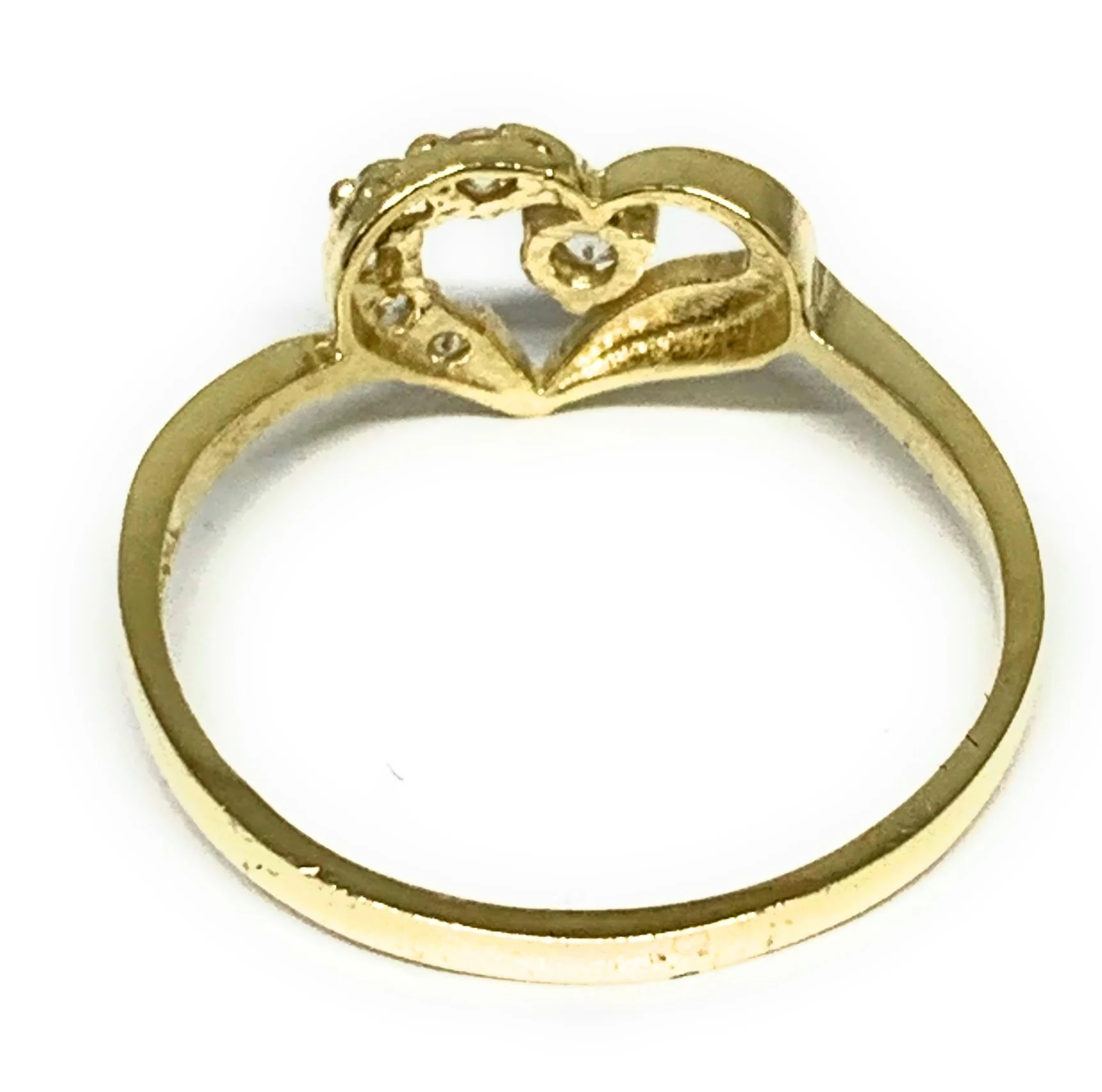 10k Solid Gold Yellow Gold Heart CZ Ring - Image 3