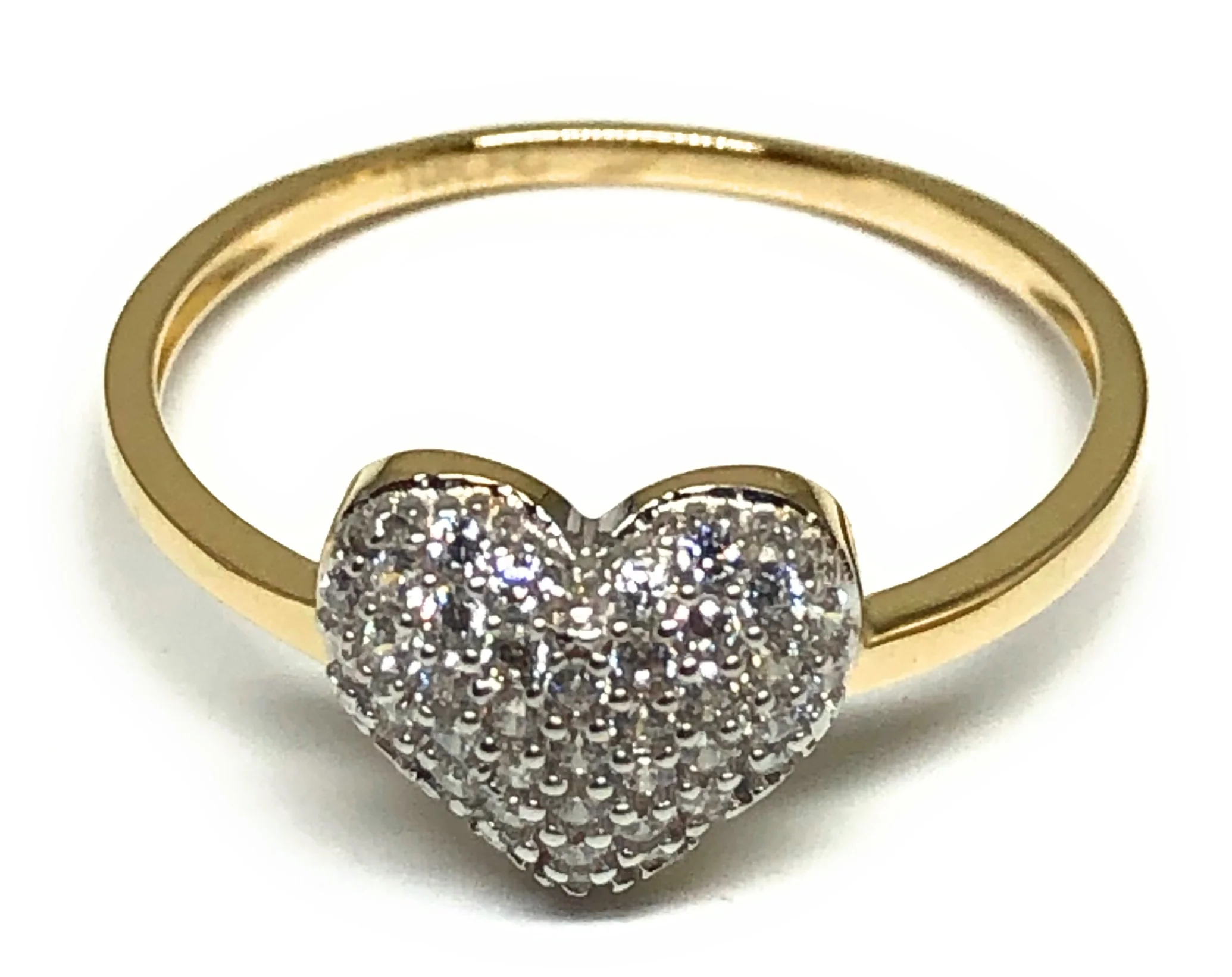 10k Solid Gold Yellow Gold Heart CZ Ring (FC 64)