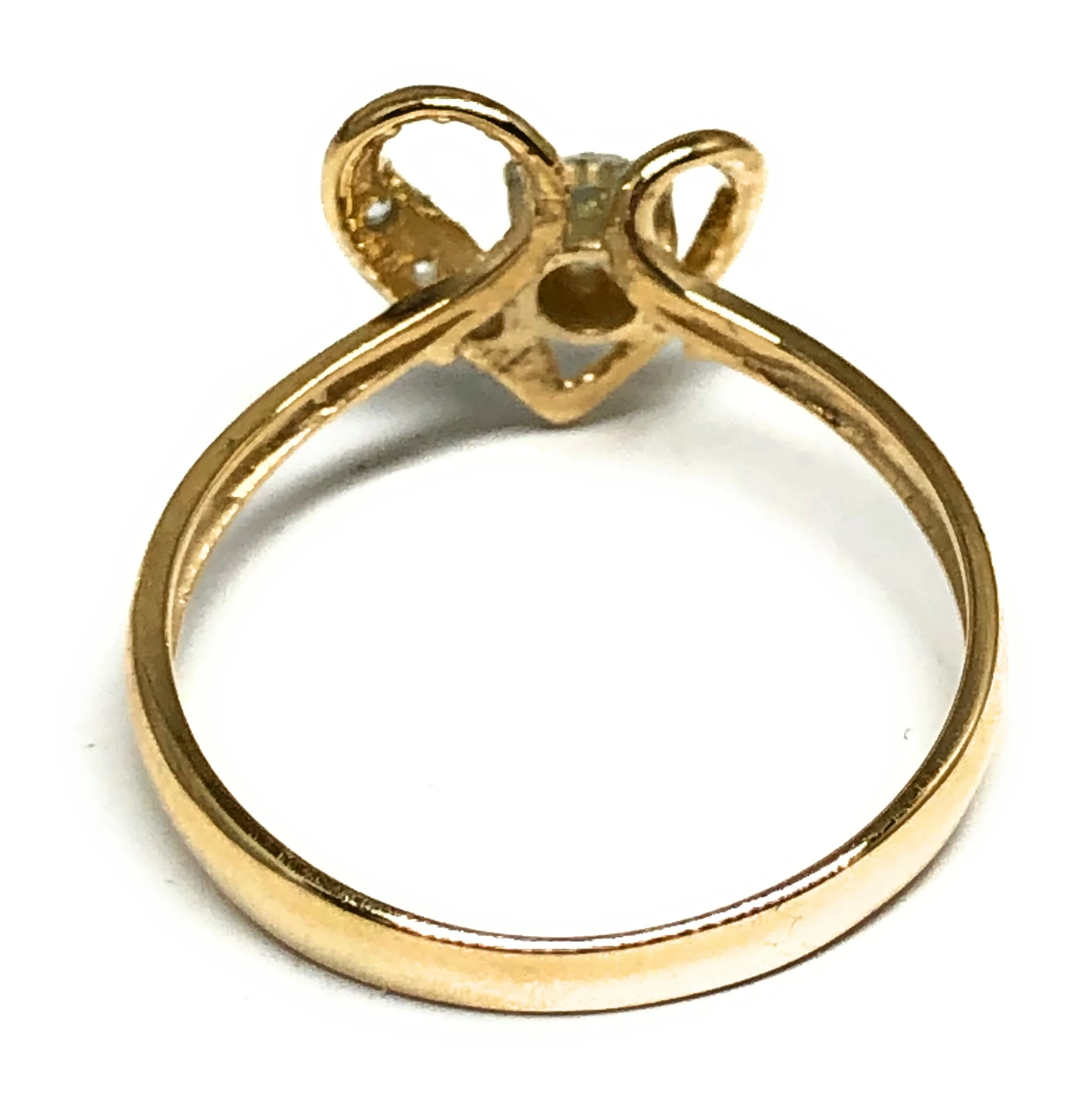 10k Solid Gold Yellow Gold Heart White CZ Ring - Image 4