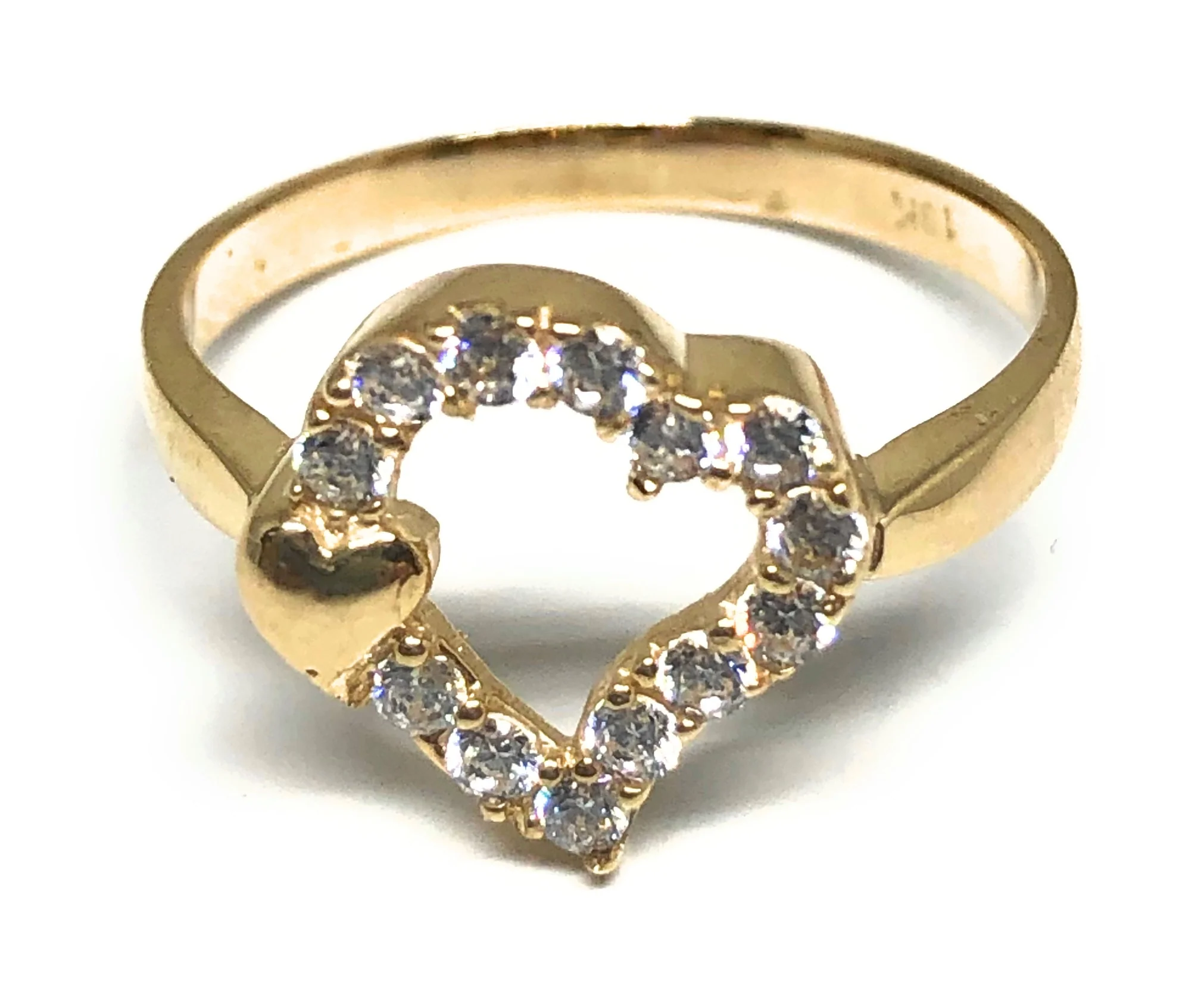 10k Solid Gold Yellow Gold Heart CZ Ring