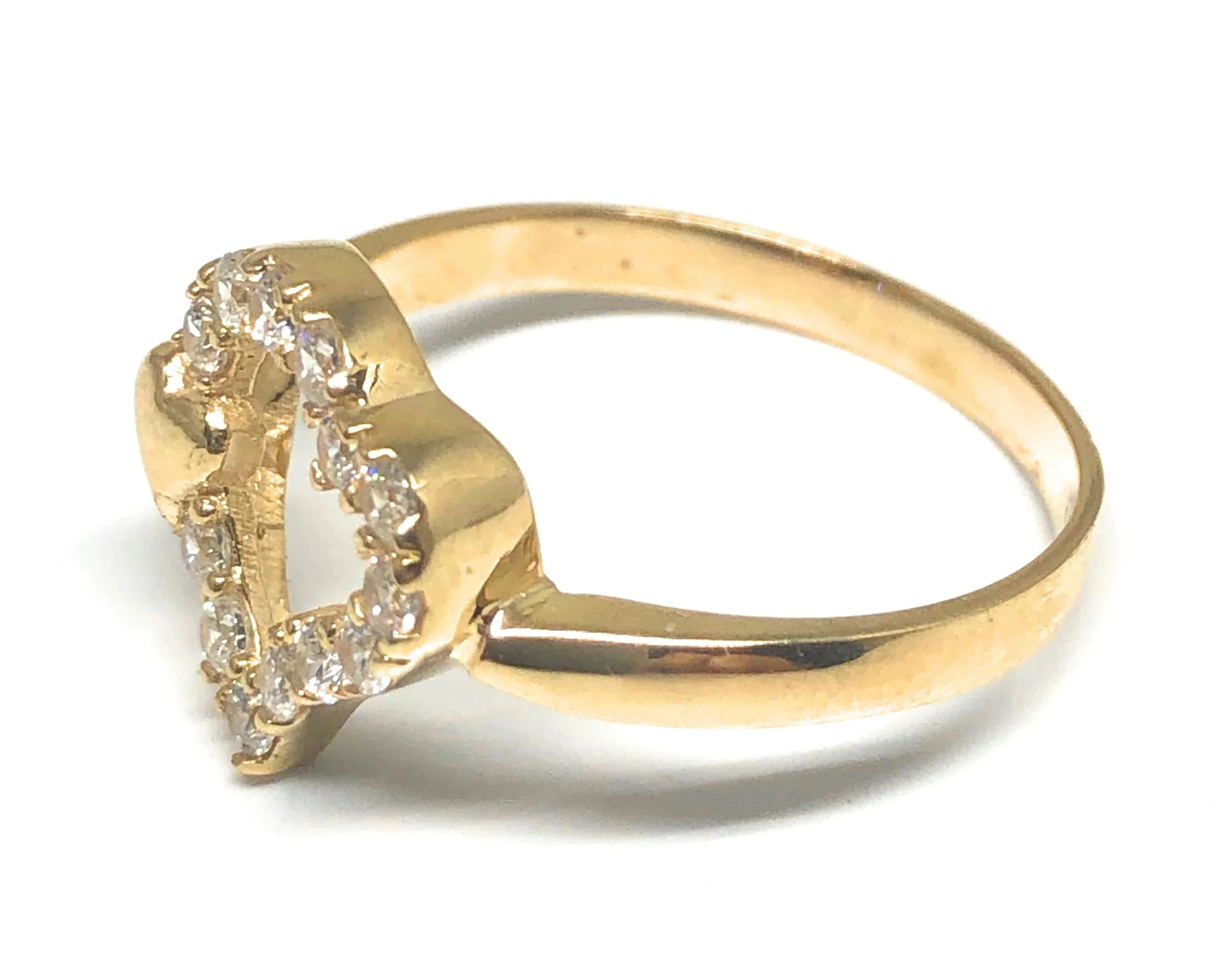 10k Solid Gold Yellow Gold Heart CZ Ring - Image 2