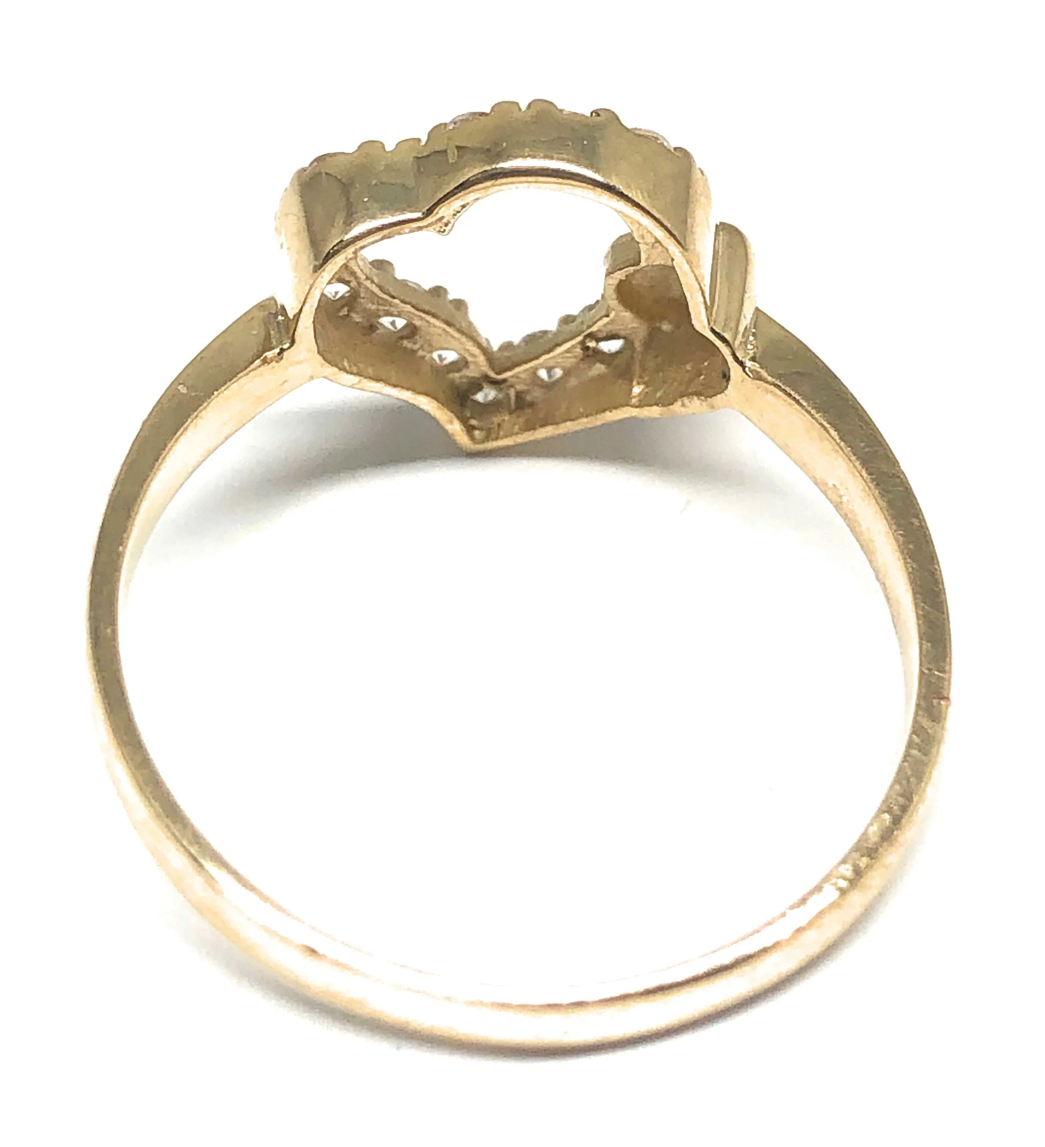 10k Solid Gold Yellow Gold Heart CZ Ring - Image 3