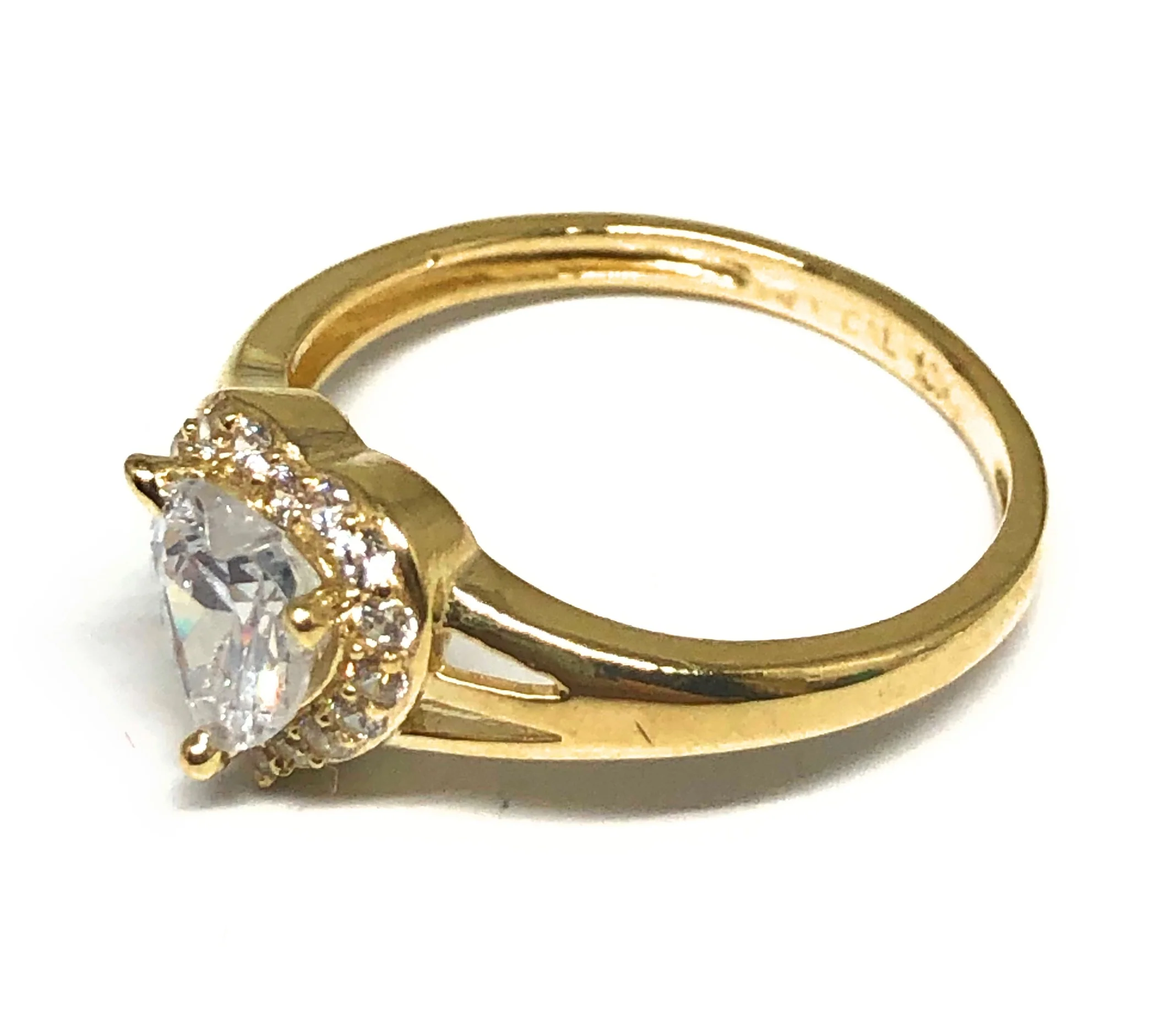 10k Solid Gold Yellow Gold Heart White CZ Ring - Image 2