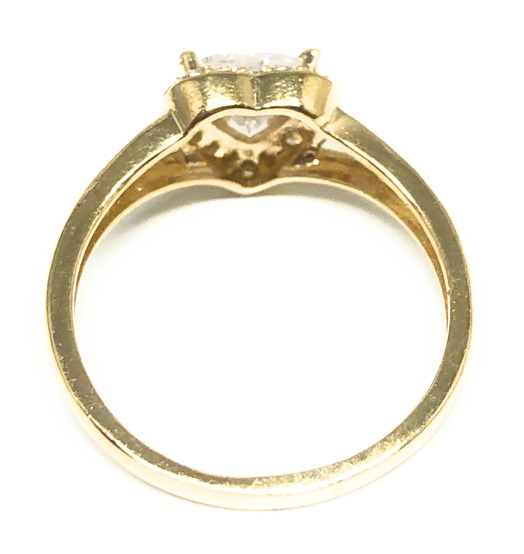 10k Solid Gold Yellow Gold Heart White CZ Ring - Image 3