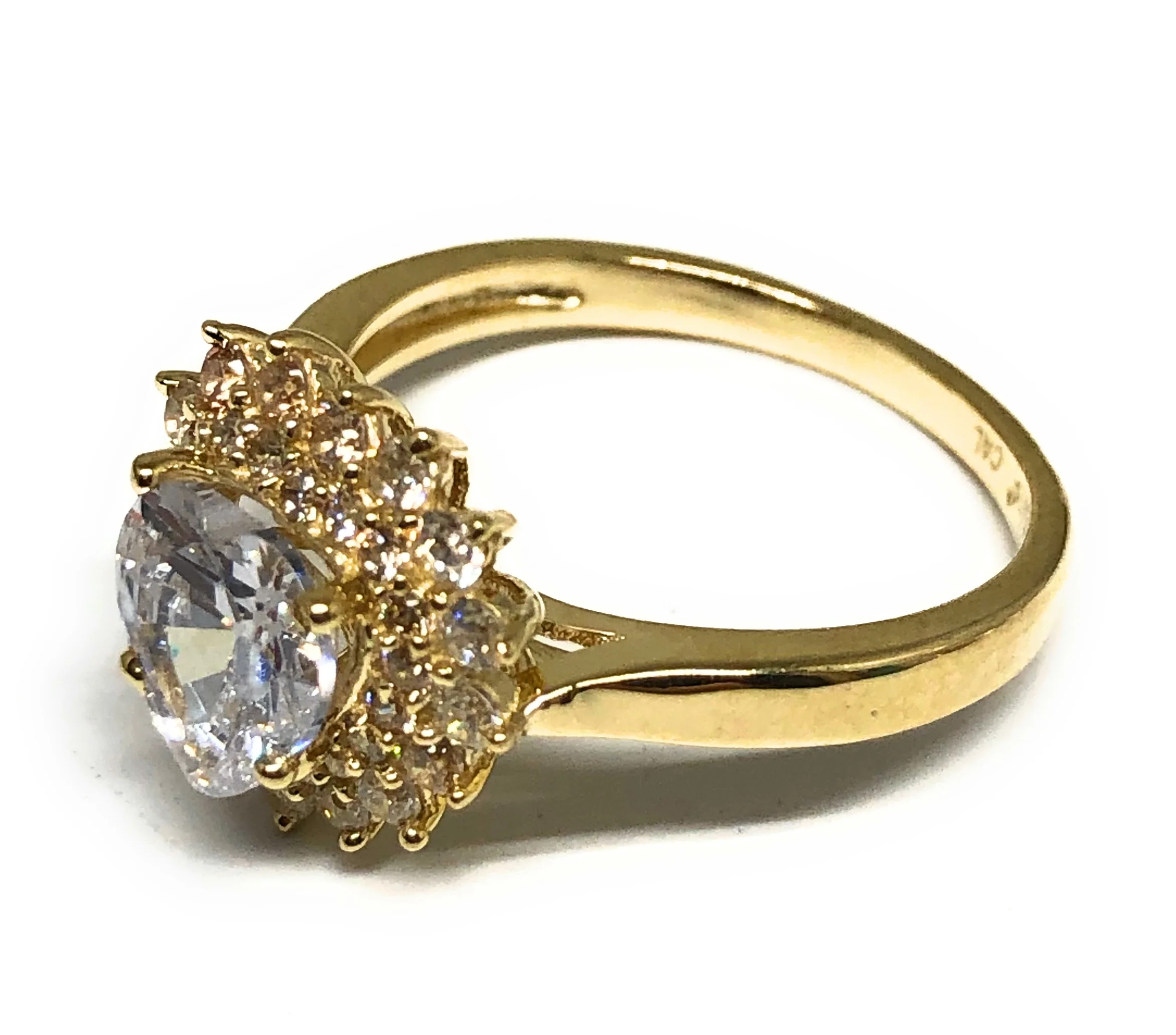10k Solid Gold Yellow Gold Heart White CZ Ring - Image 2