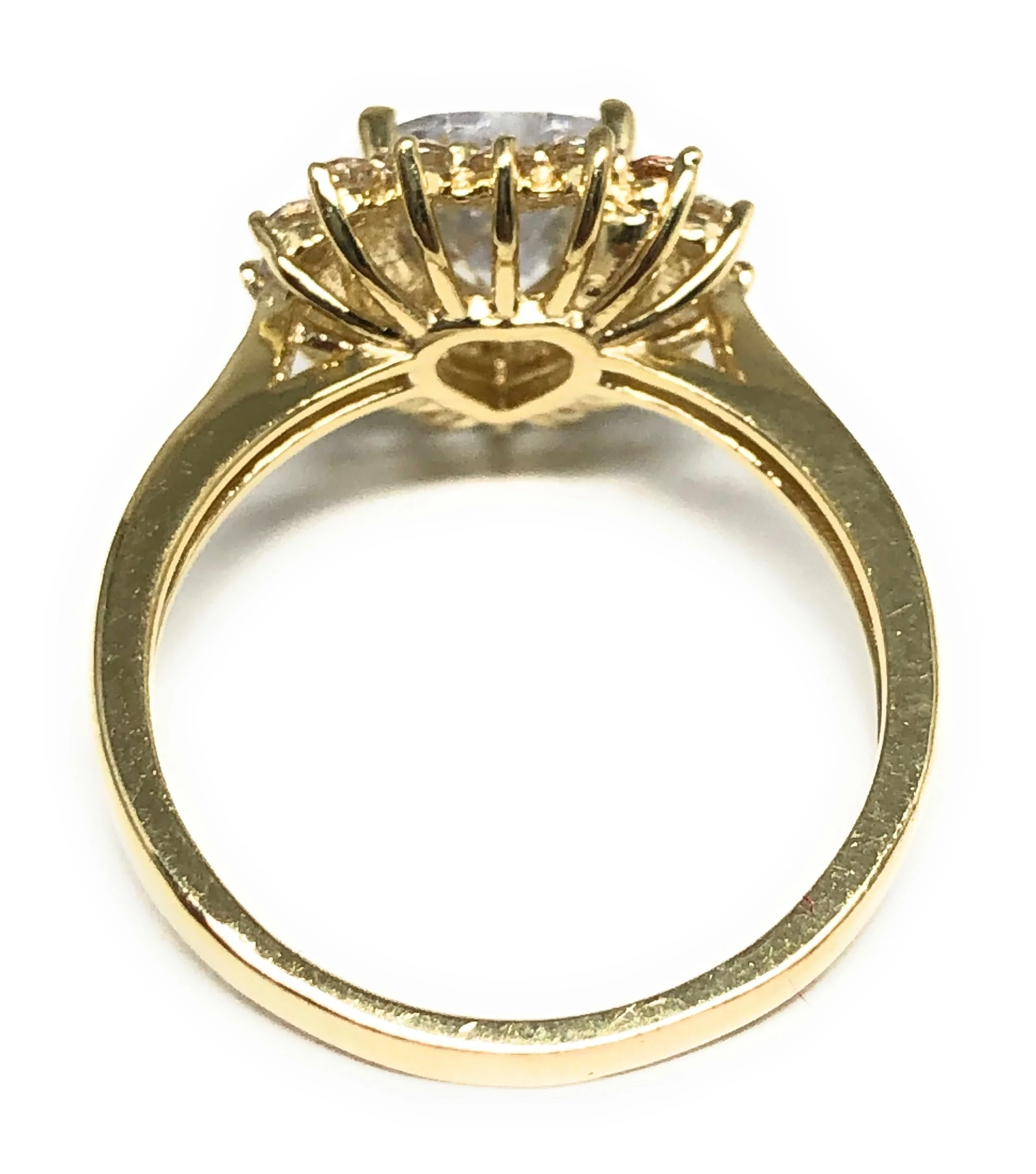 10k Solid Gold Yellow Gold Heart White CZ Ring - Image 3