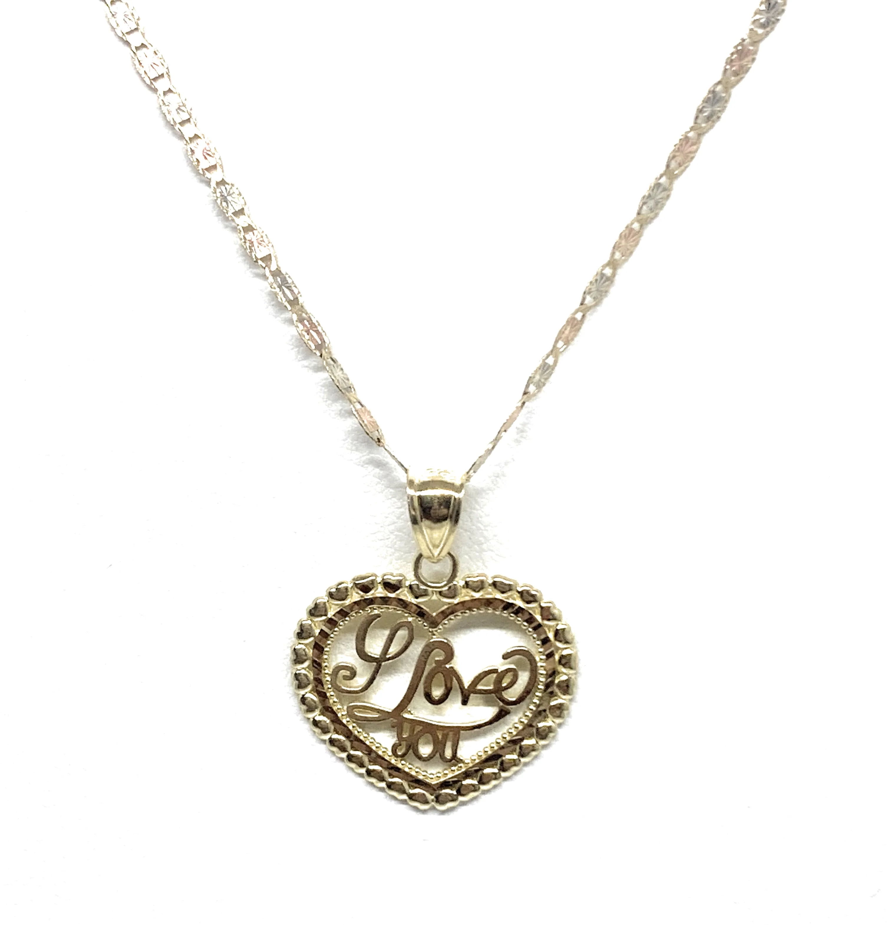 10k Solid Gold Yellow Gold “I Love You" Heart Pendant Necklace - Image 3