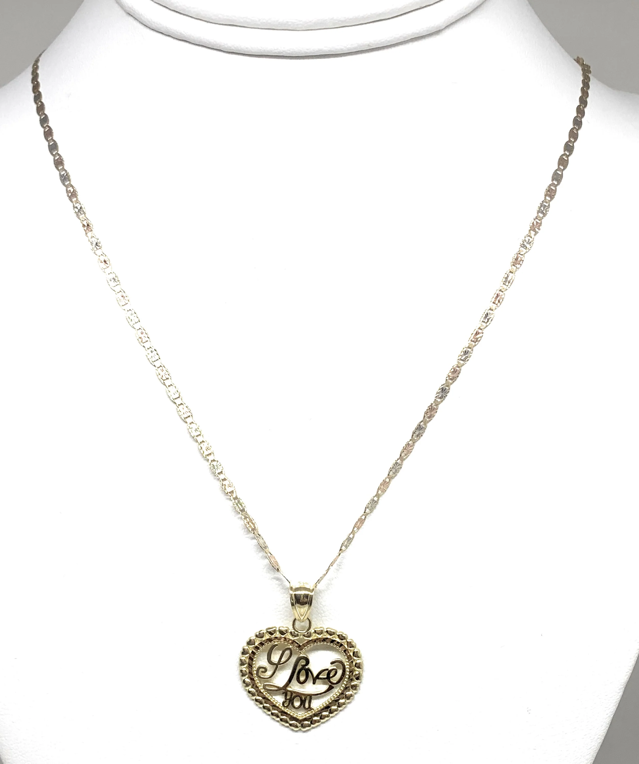 10k Solid Gold Yellow Gold “I Love You" Heart Pendant Necklace - Image 5