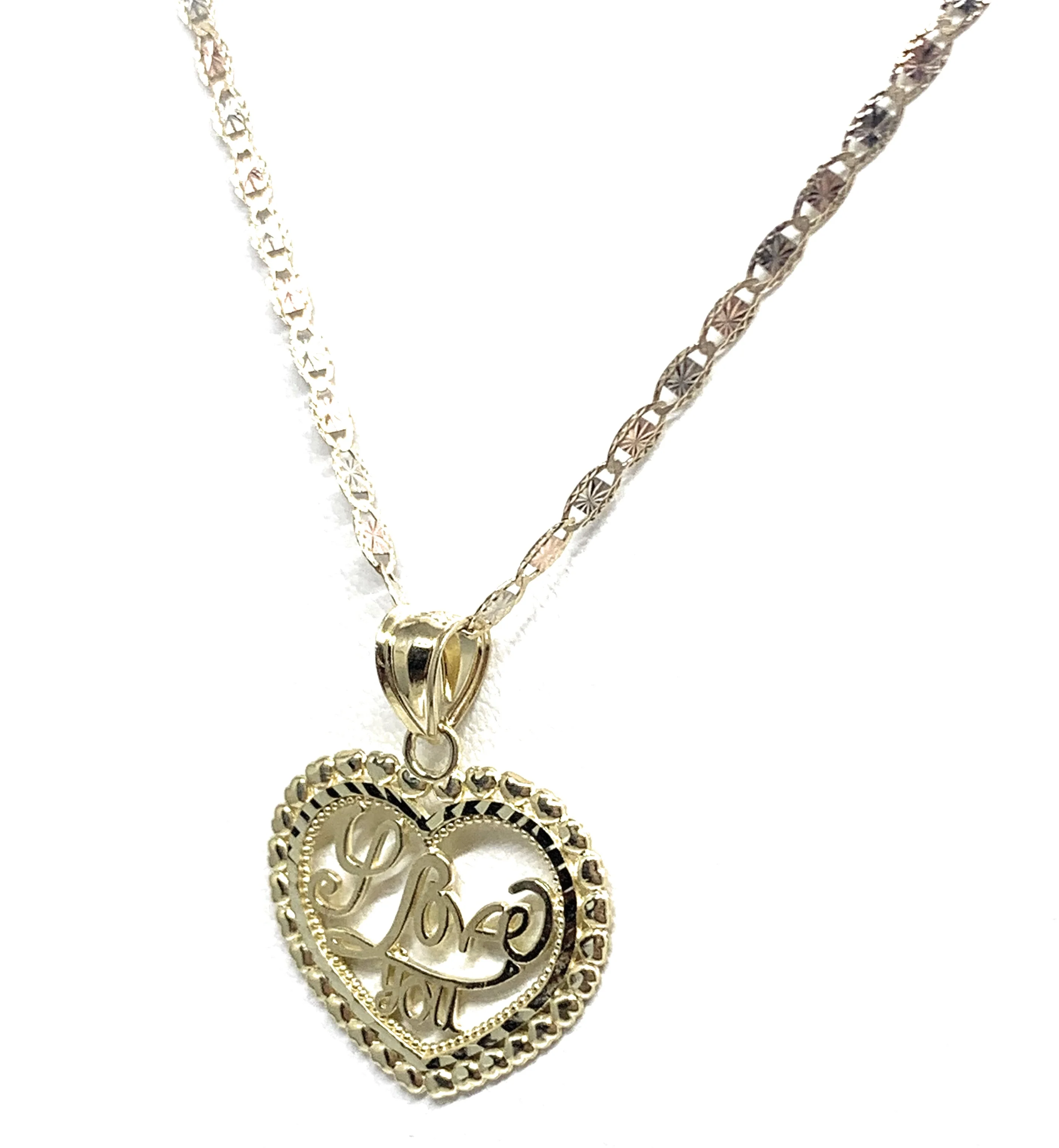 10k Solid Gold Yellow Gold “I Love You" Heart Pendant Necklace - Image 7