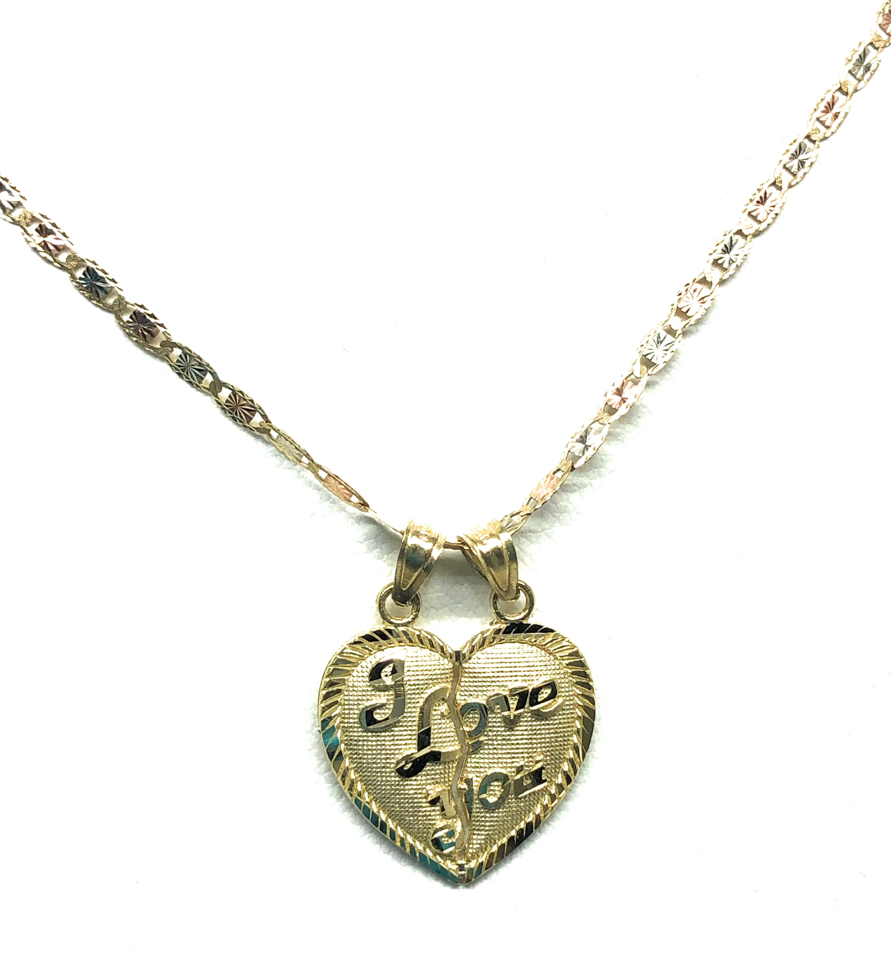 10k Solid Gold Yellow Gold “I LOVE YOU" Heart Split Pendant - Image 4