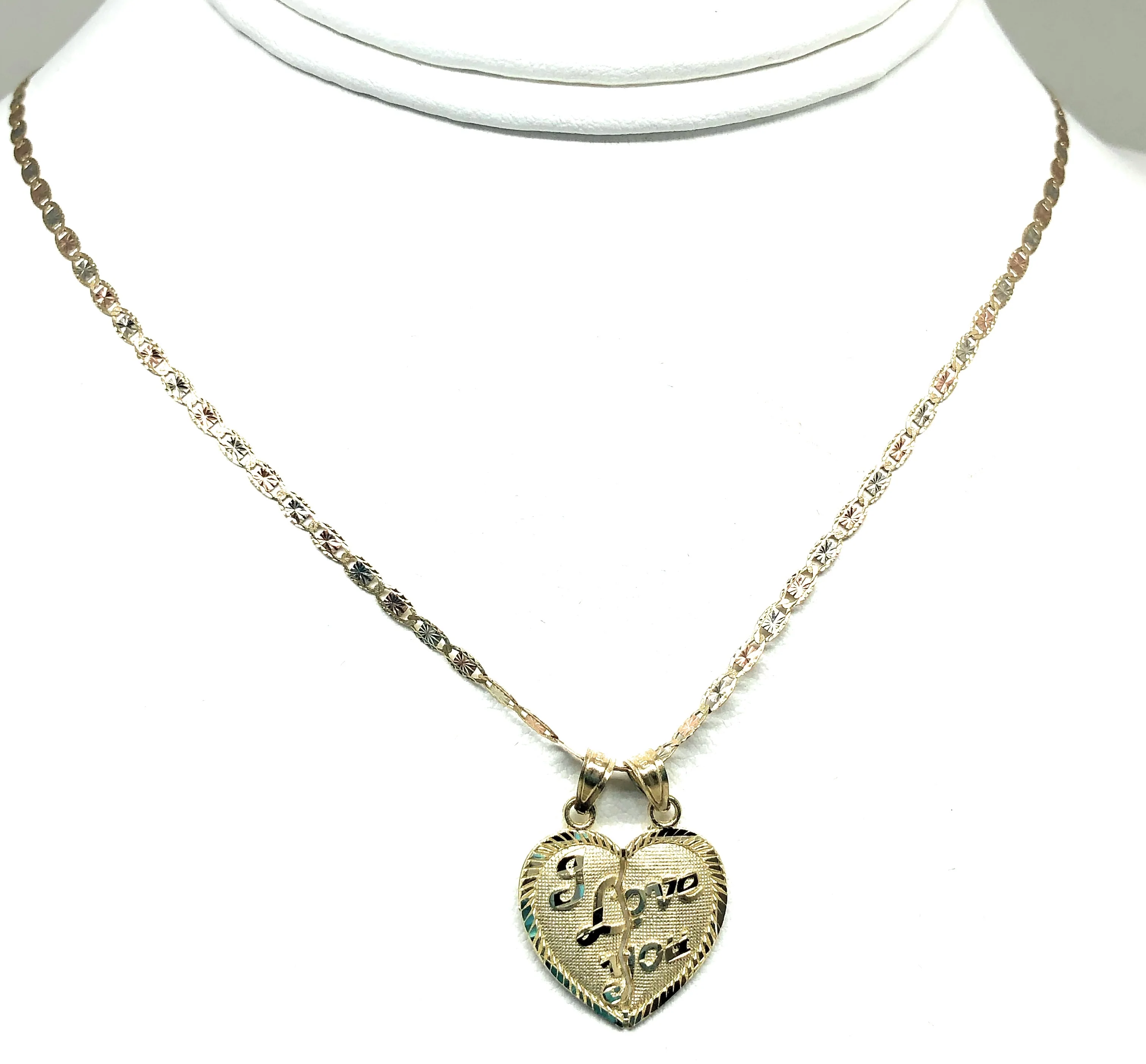 10k Solid Gold Yellow Gold “I LOVE YOU" Heart Split Pendant - Image 5