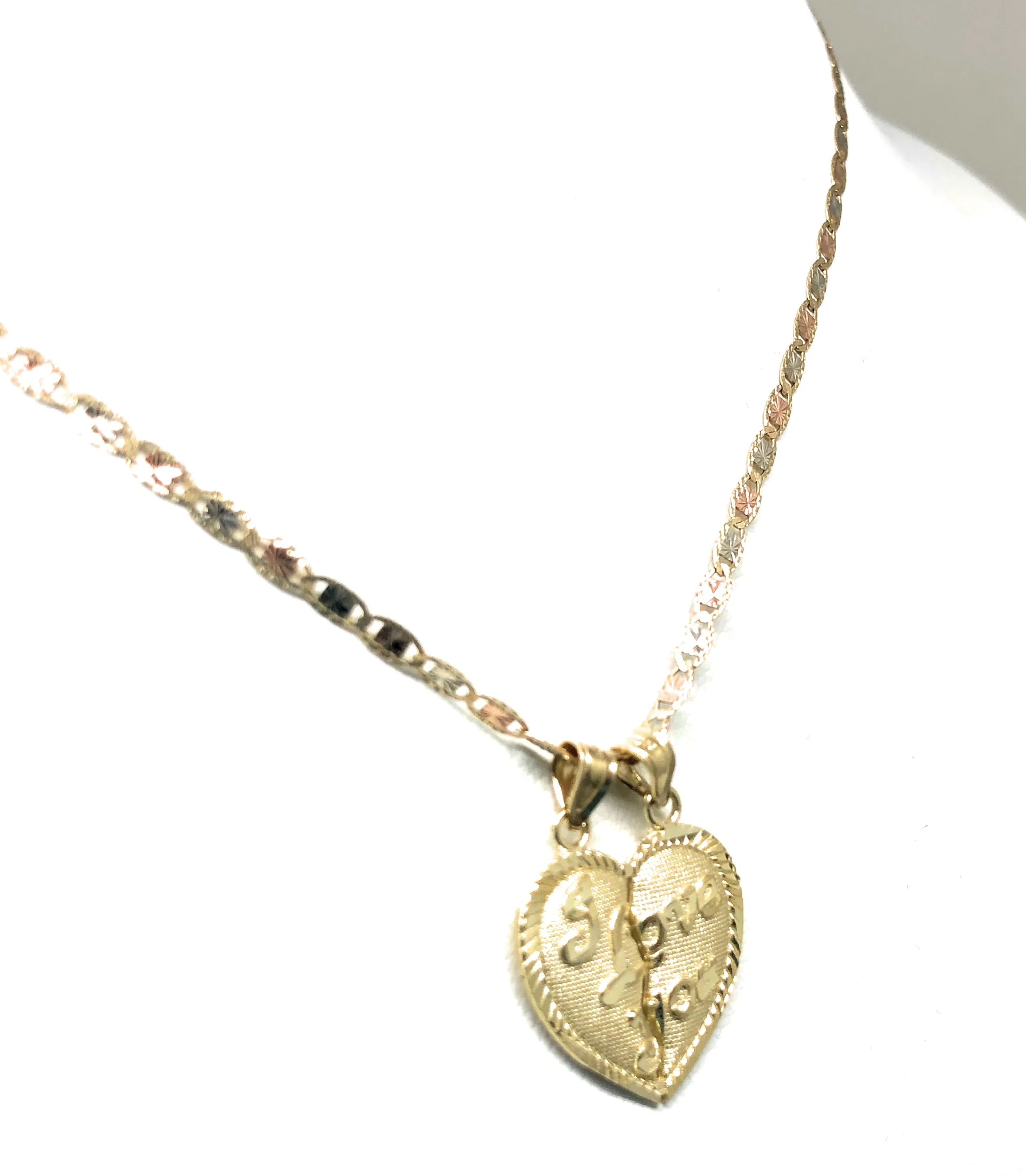 10k Solid Gold Yellow Gold “I LOVE YOU" Heart Split Pendant - Image 6