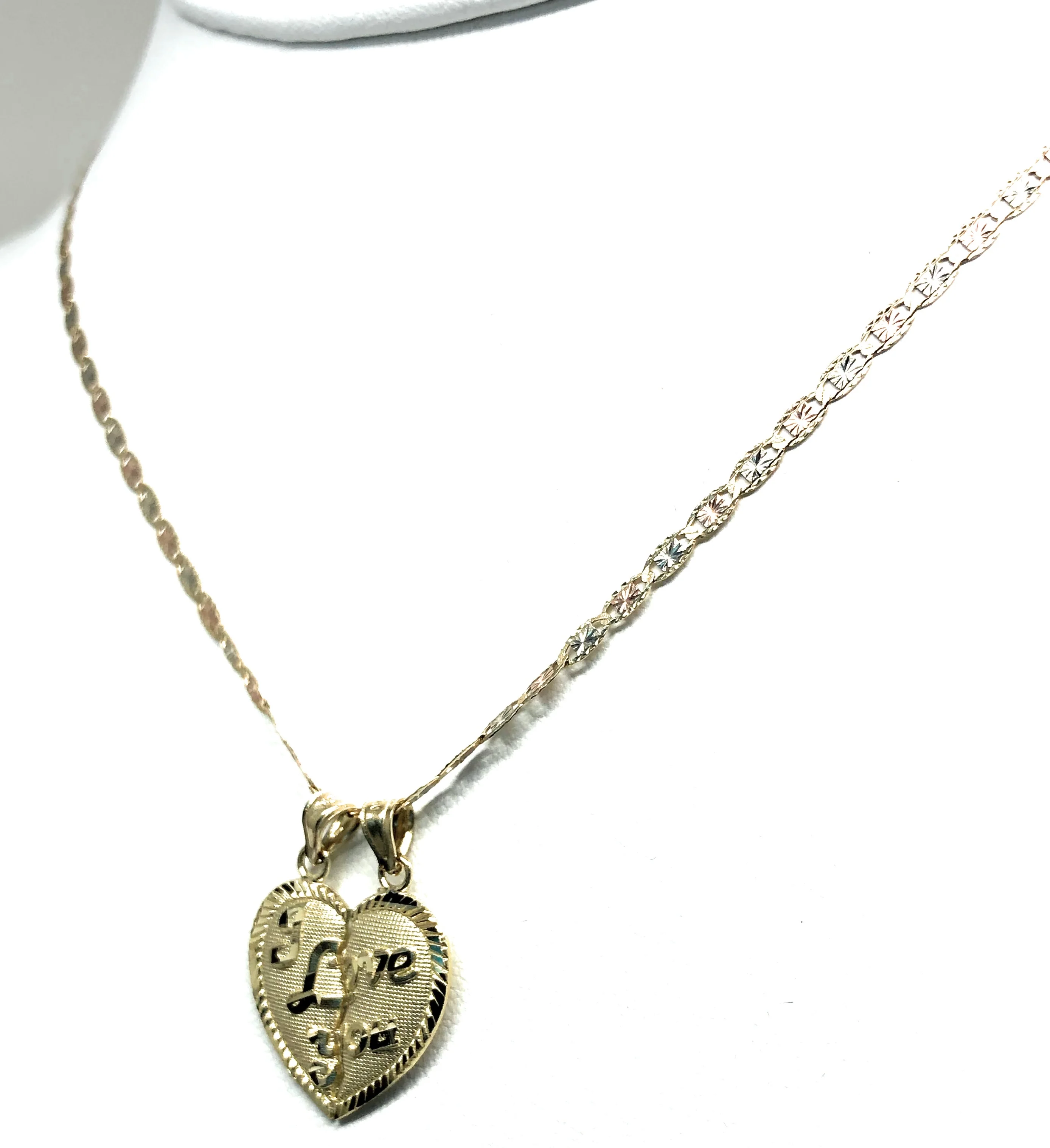 10k Solid Gold Yellow Gold “I LOVE YOU" Heart Split Pendant - Image 7
