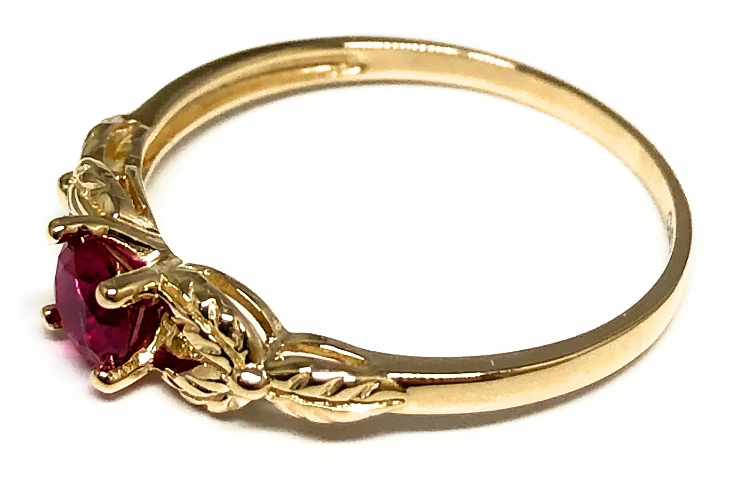 10k Solid Gold Yellow Gold Pink CZ Ring (FC 111) - Image 2