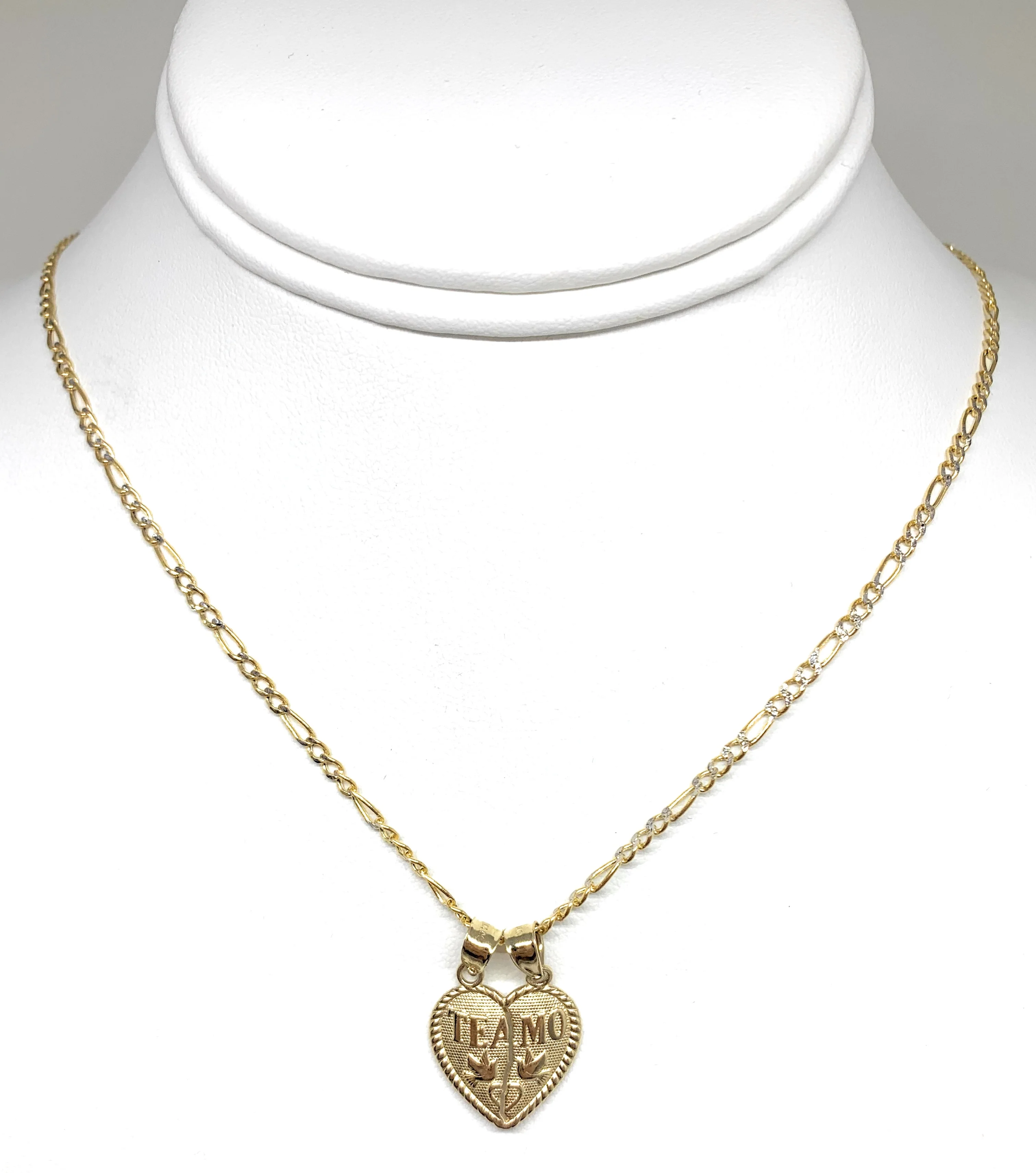 10k Solid Gold Yellow Gold “Te Amo" Heart Split Pendant (LG,MED,SM) - Image 4