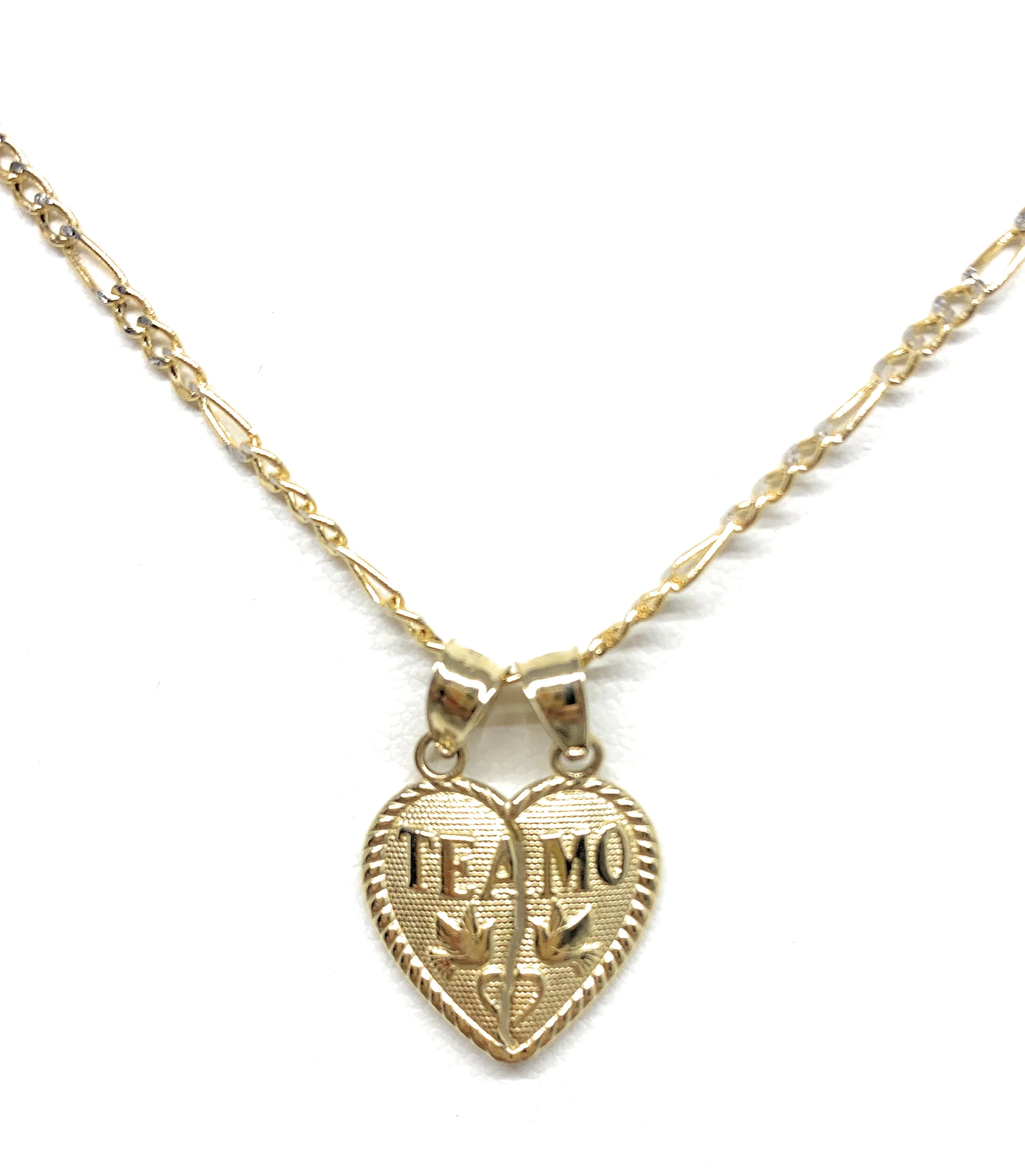 10k Solid Gold Yellow Gold “Te Amo" Heart Split Pendant (LG,MED,SM) - Image 5