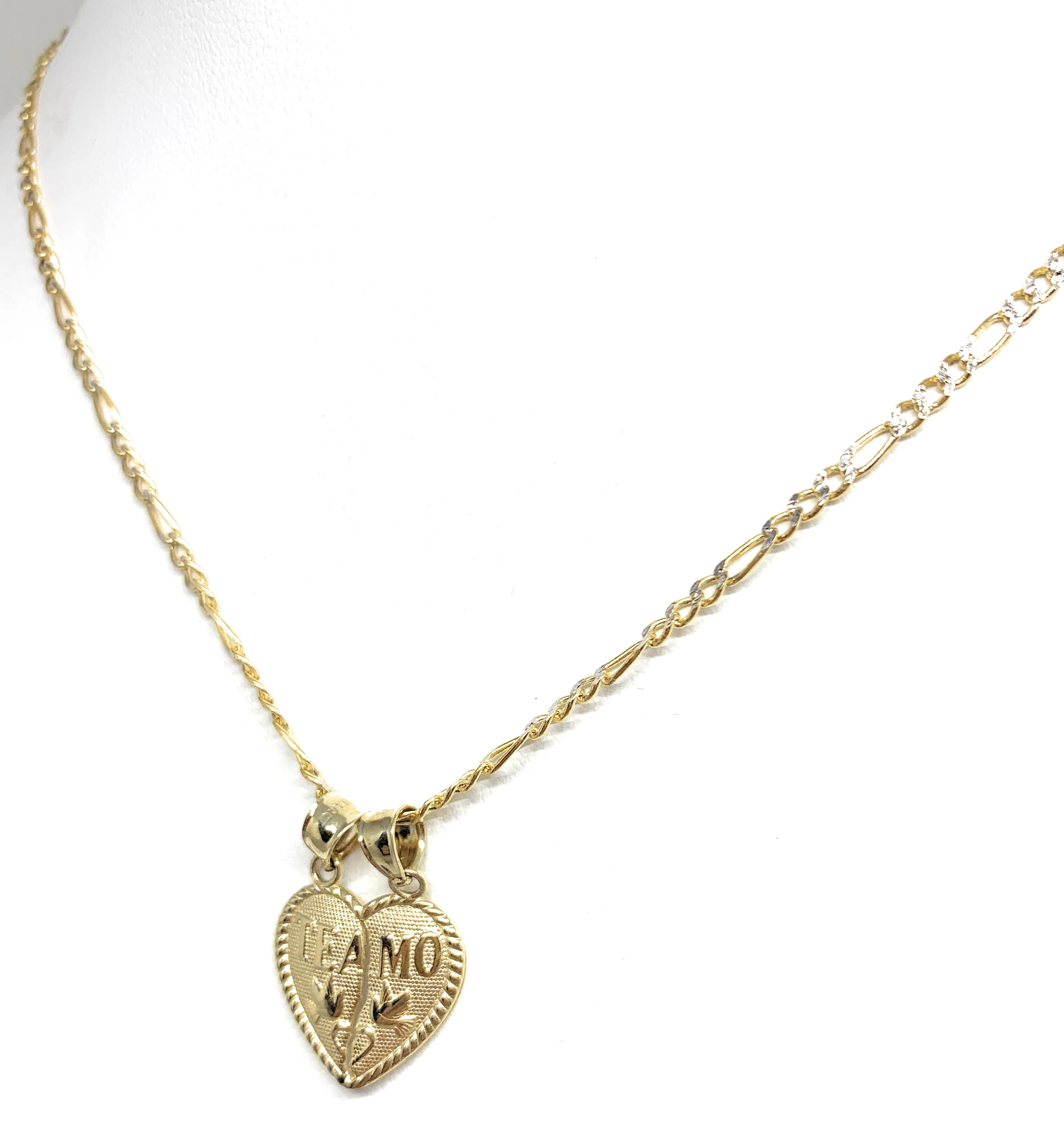 10k Solid Gold Yellow Gold “Te Amo" Heart Split Pendant (LG,MED,SM) - Image 6