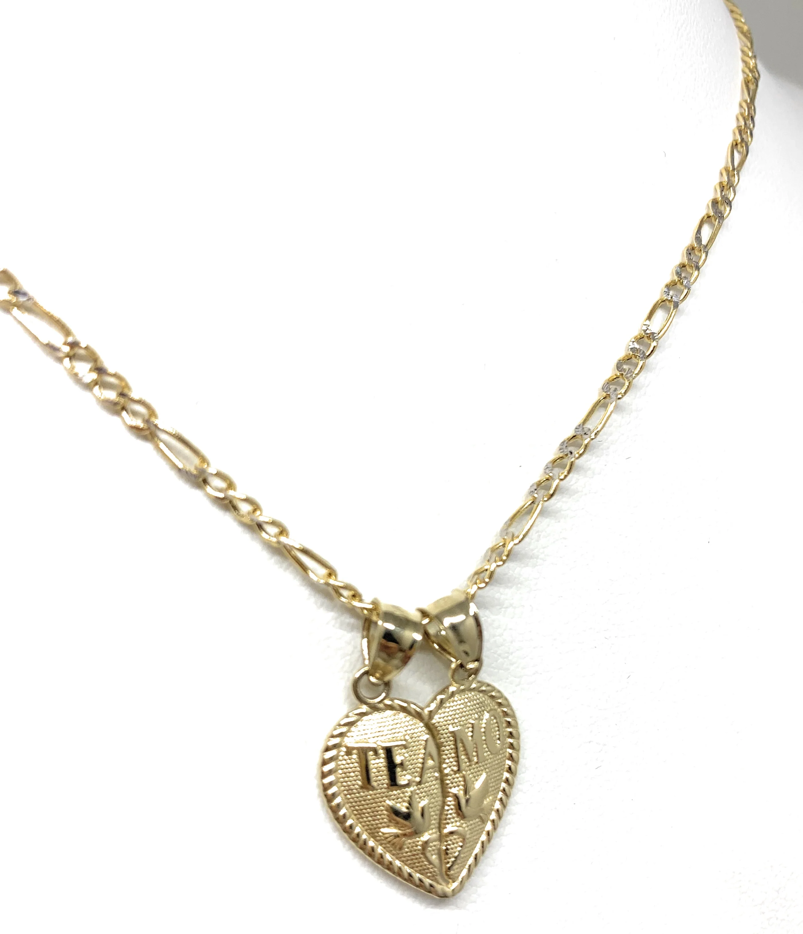 10k Solid Gold Yellow Gold “Te Amo" Heart Split Pendant (LG,MED,SM) - Image 7