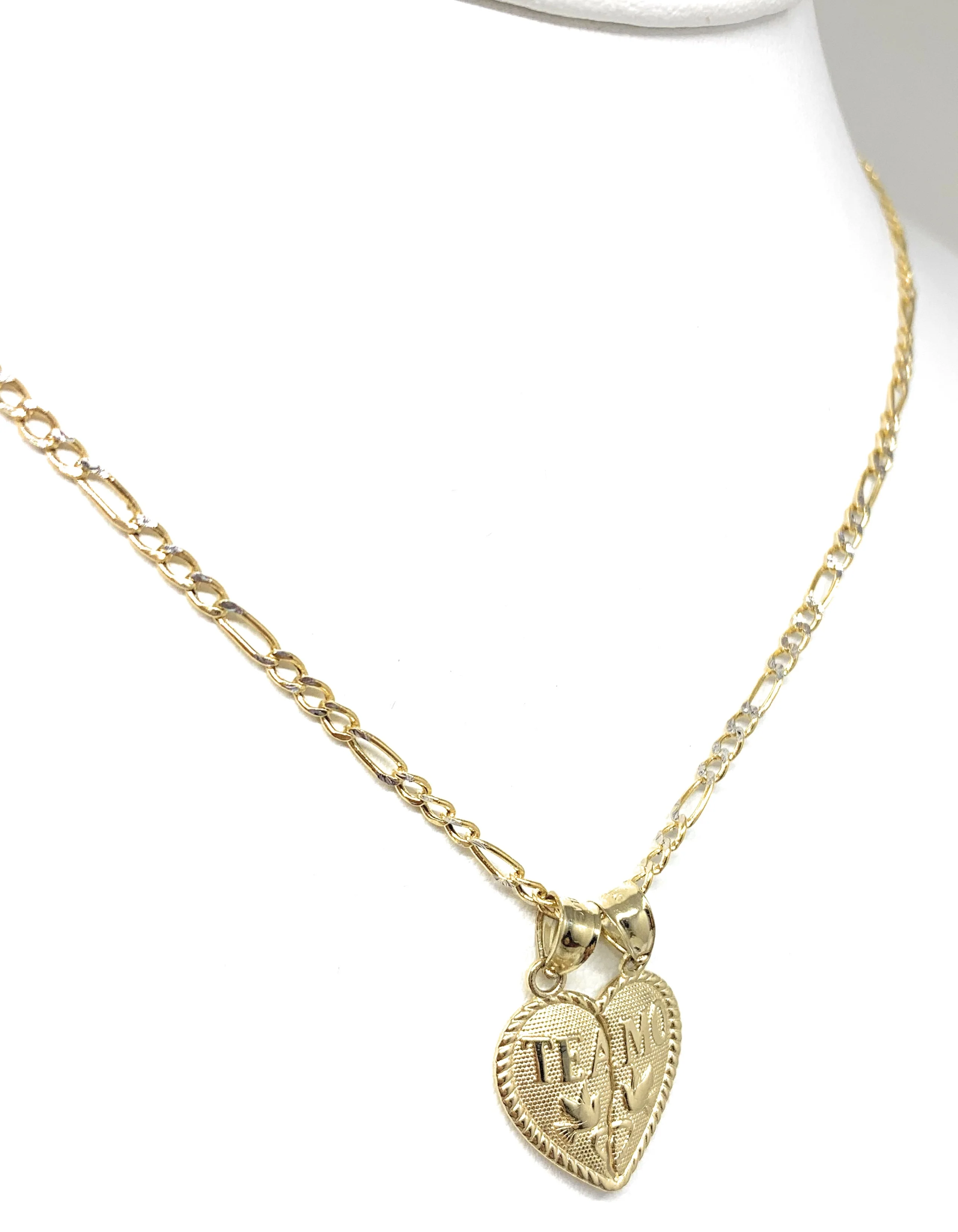 10k Solid Gold Yellow Gold “Te Amo" Heart Split Pendant (LG,MED,SM) - Image 8