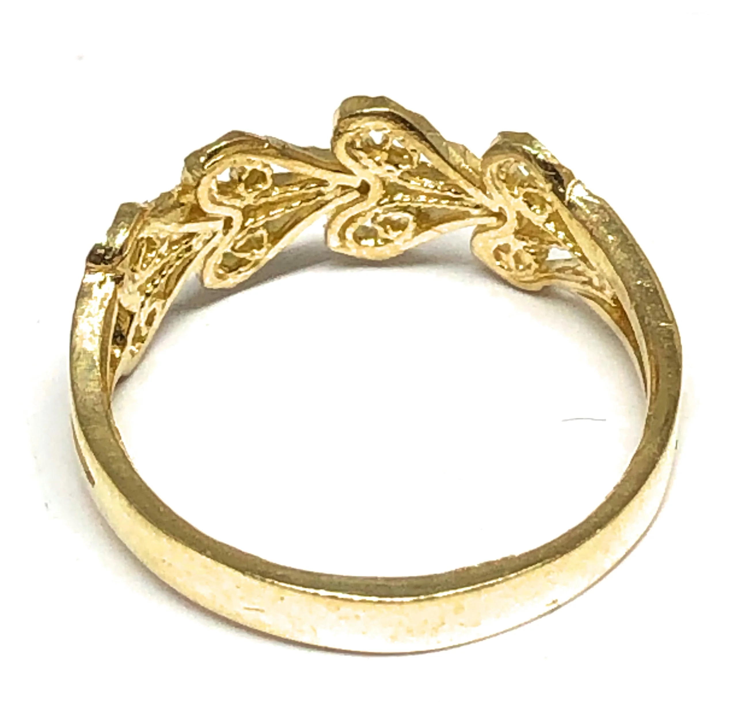 10k Solid Gold Yellow Heart Band Filigree Ring - Image 3