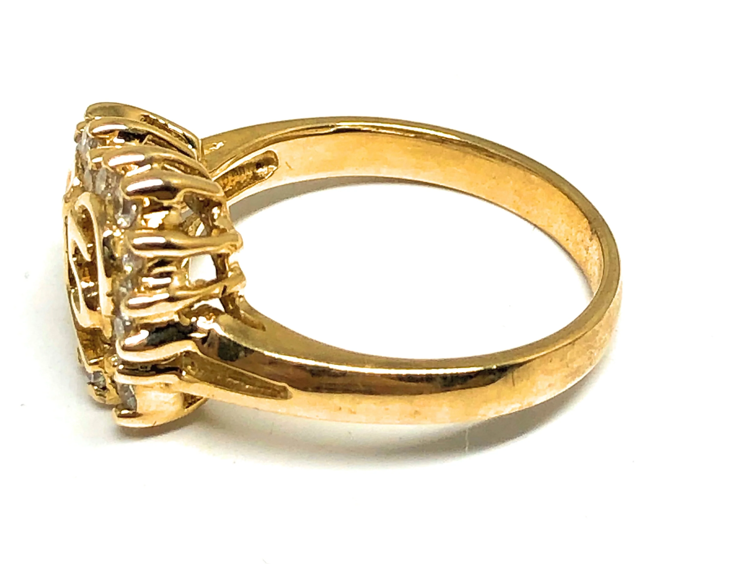 10k Solid Gold Yellow Heart CZ Mis 15 Años Ring - Image 2