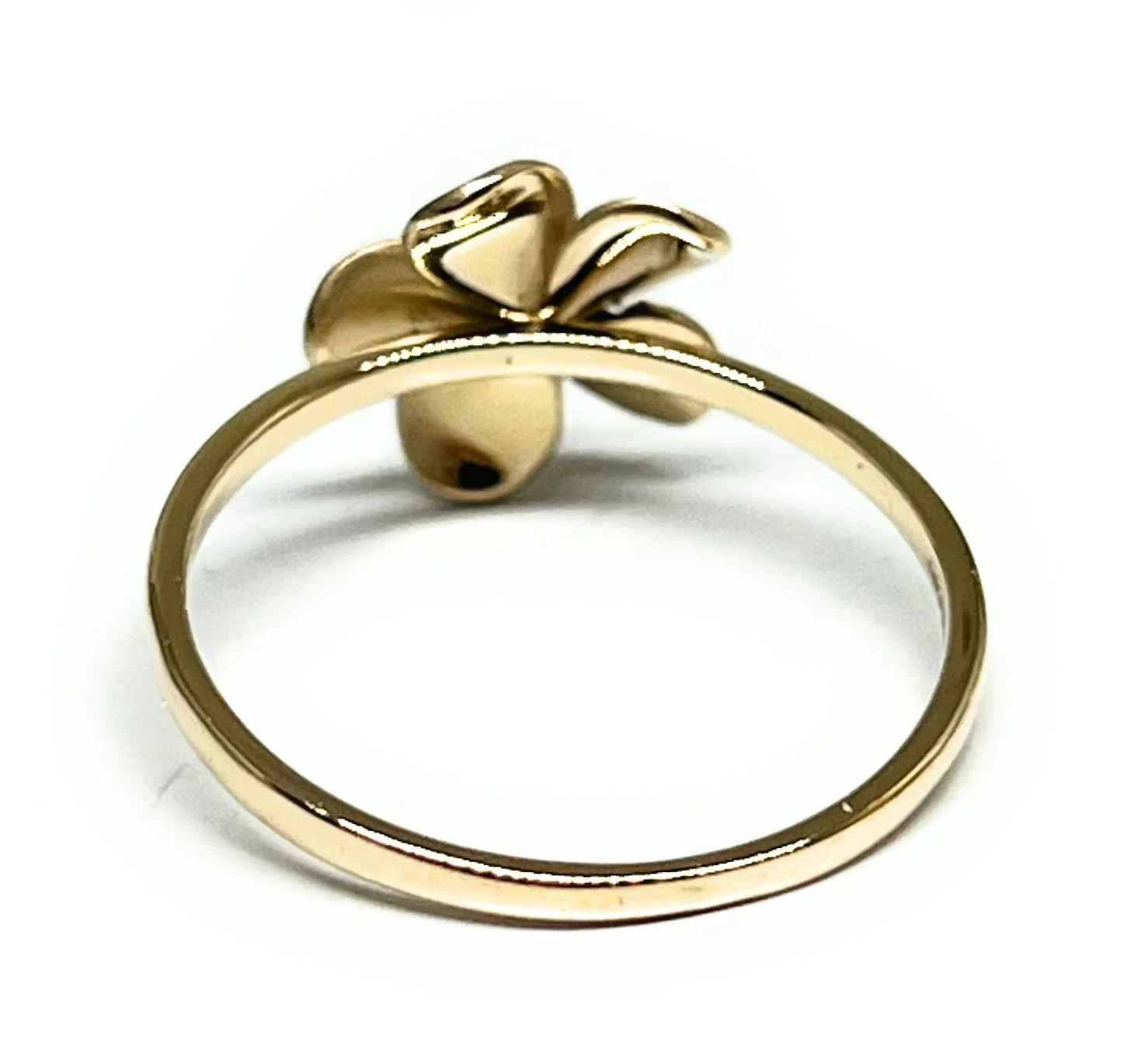 14k Solid Gold Yellow Hibiscus Flower Matte CZ Ring (FC 300) - Image 3