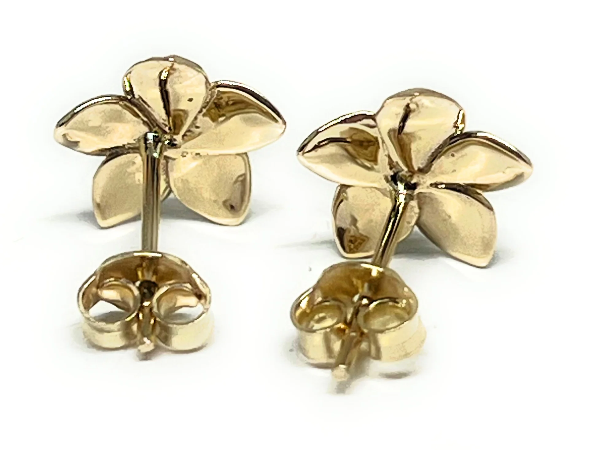 10k Solid Gold Yellow Hibiscus Flower Matte Dainty Earrings - Image 5